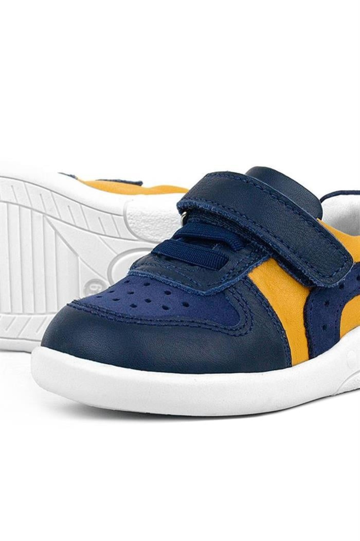 Hakiki Deri Lacivert Sarı Anatomik Bebek Spor Ayakkabı - Görsel 8