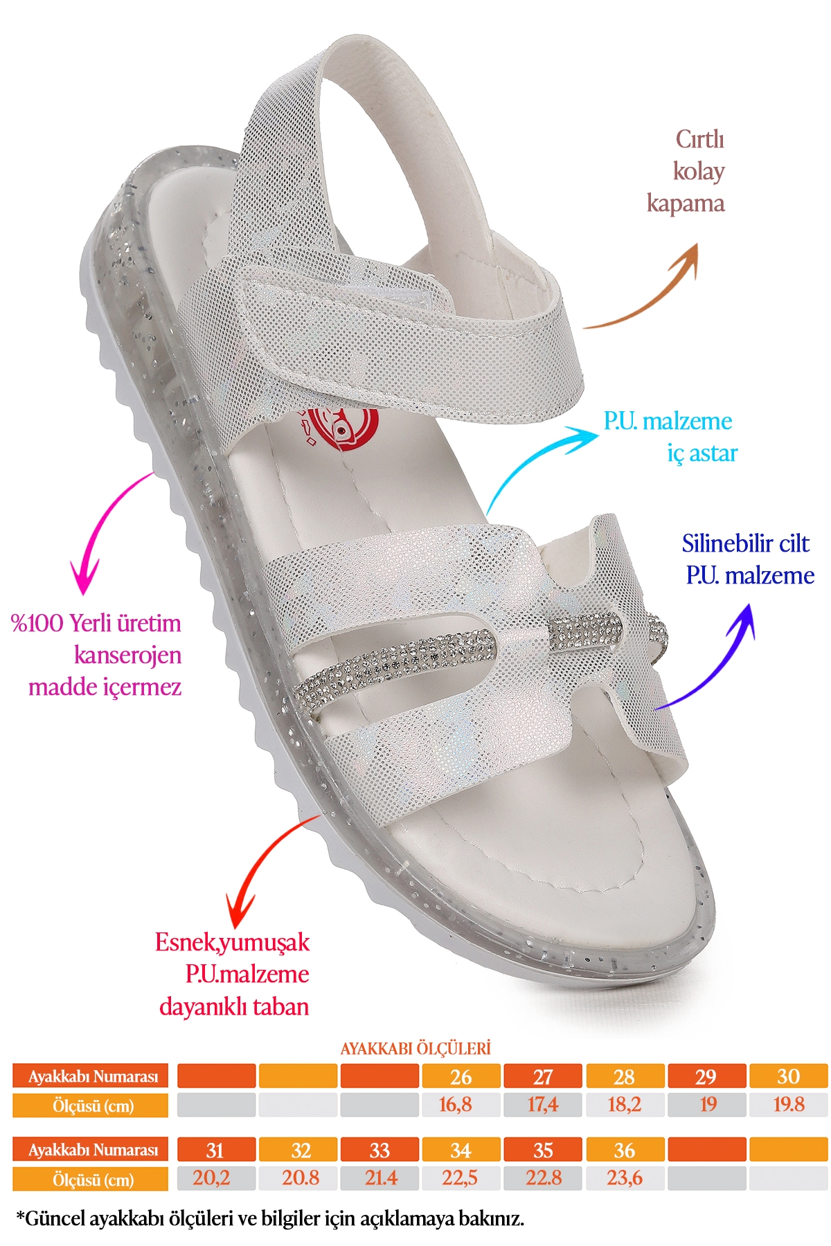 Kız Çocuk Sandalet Arz 2345 Beyaz - Görsel 3