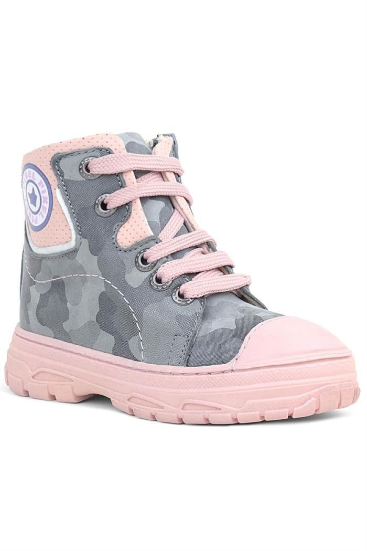 Hakiki Deri Pixel Gri Pudra Kamuflaj Desenli Kız Çocuk Bot - Görsel 3