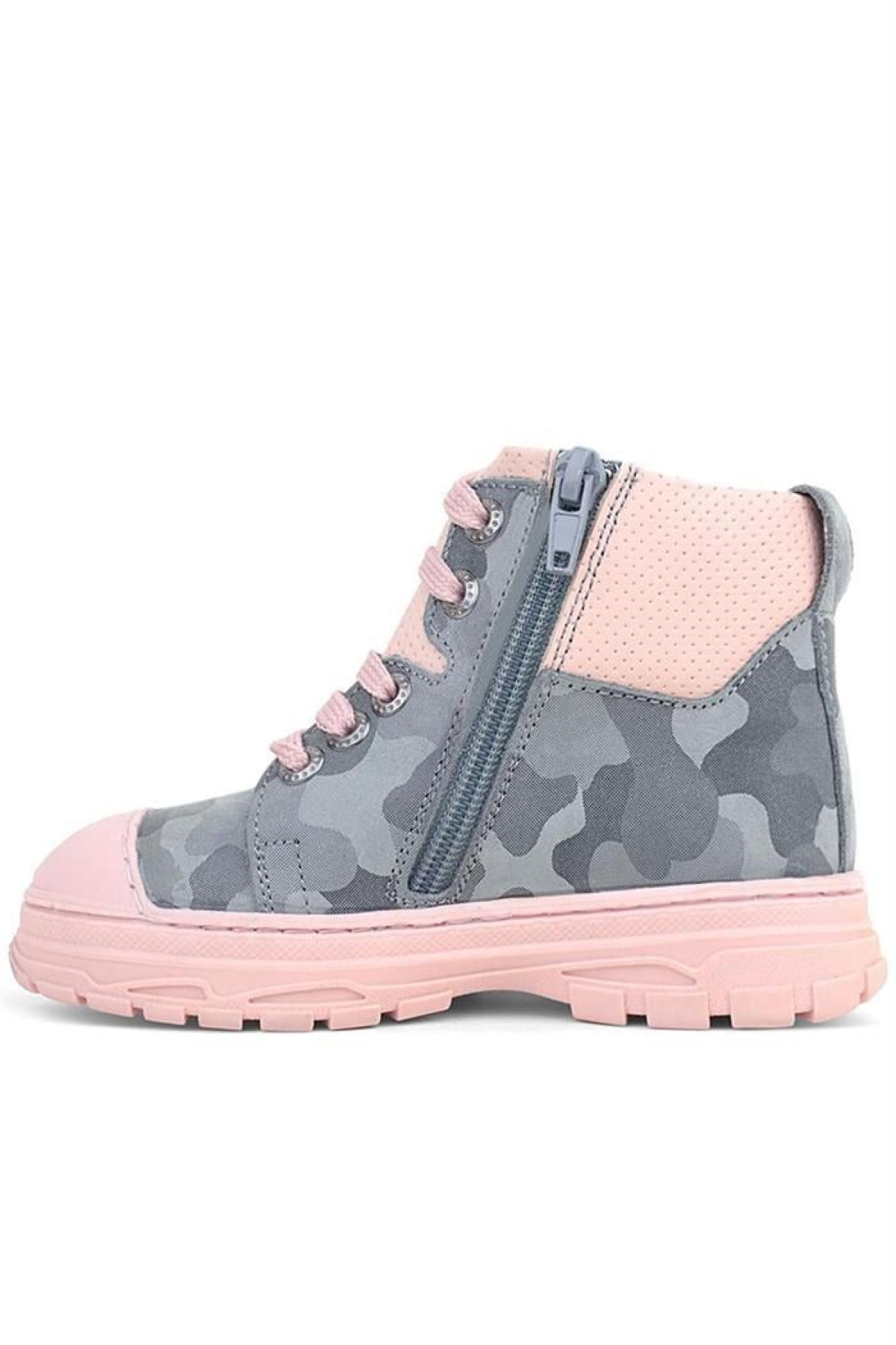 Hakiki Deri Pixel Gri Pudra Kamuflaj Desenli Kız Çocuk Bot - Görsel 5