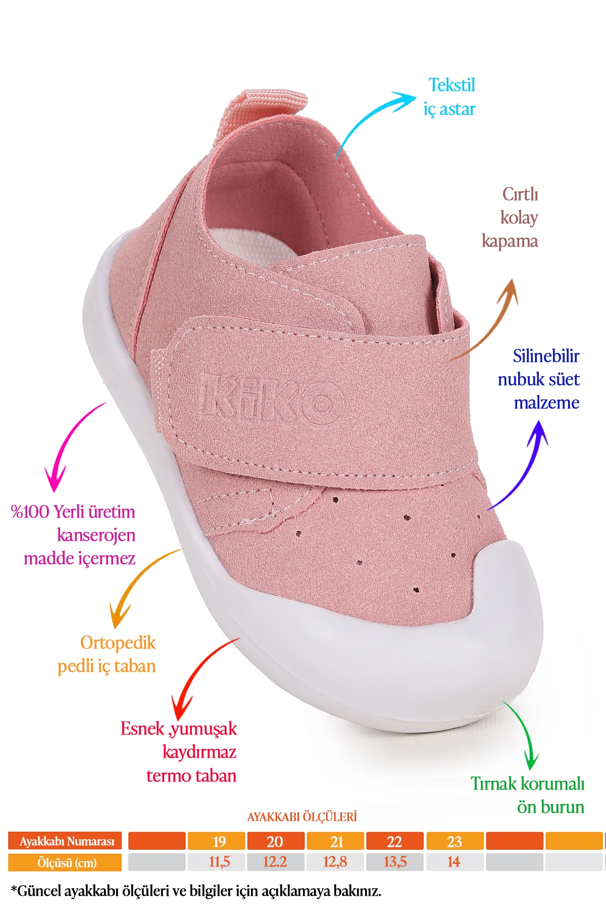 Rosie İlk Adım Cırtlı Kız Bebek Günlük Ayakkabı Pudra - Görsel 3