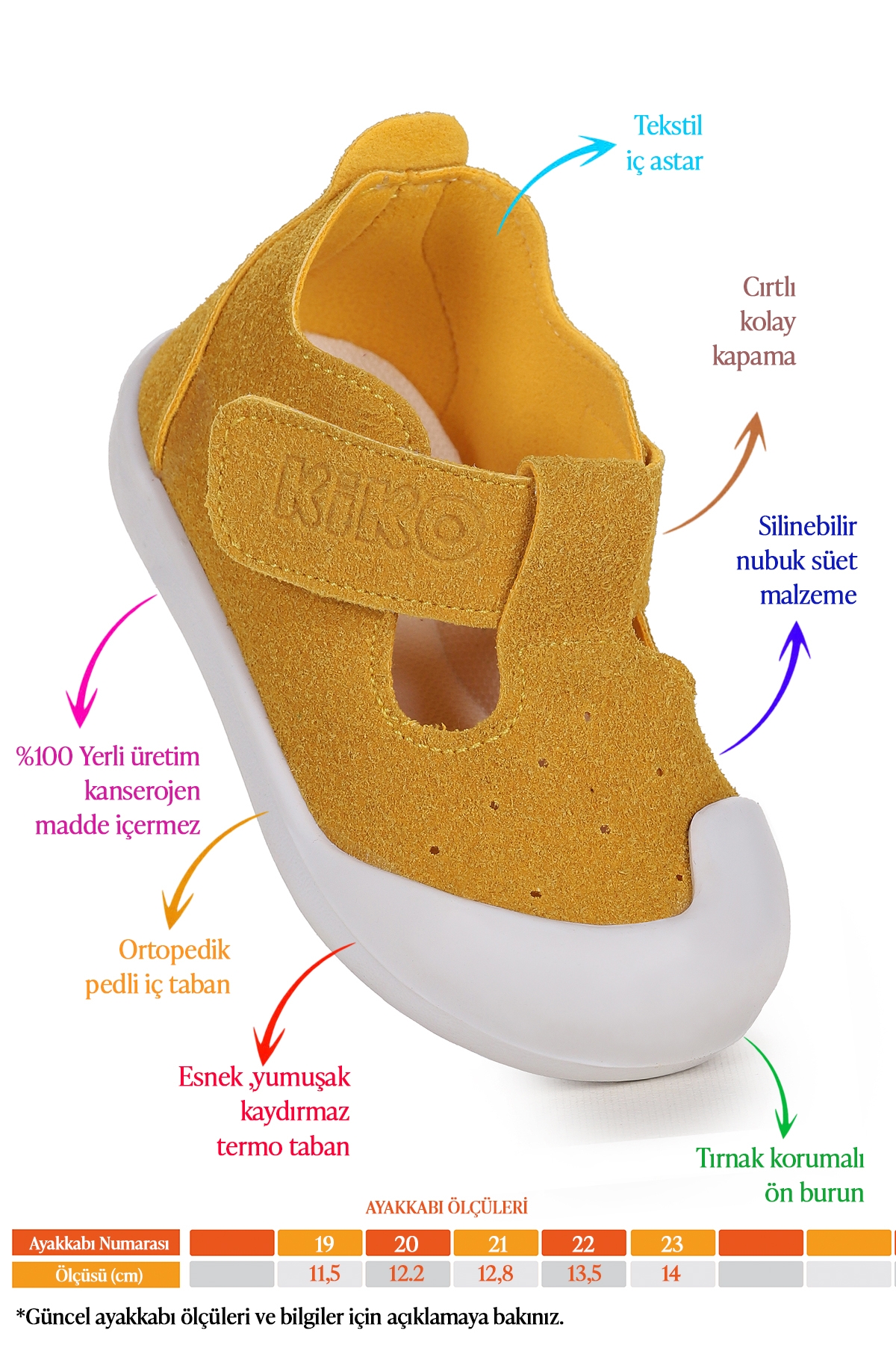 Elroy İlk Adım Cırtlı Erkek Bebek Günlük Ayakkabı Sarı - Görsel 3