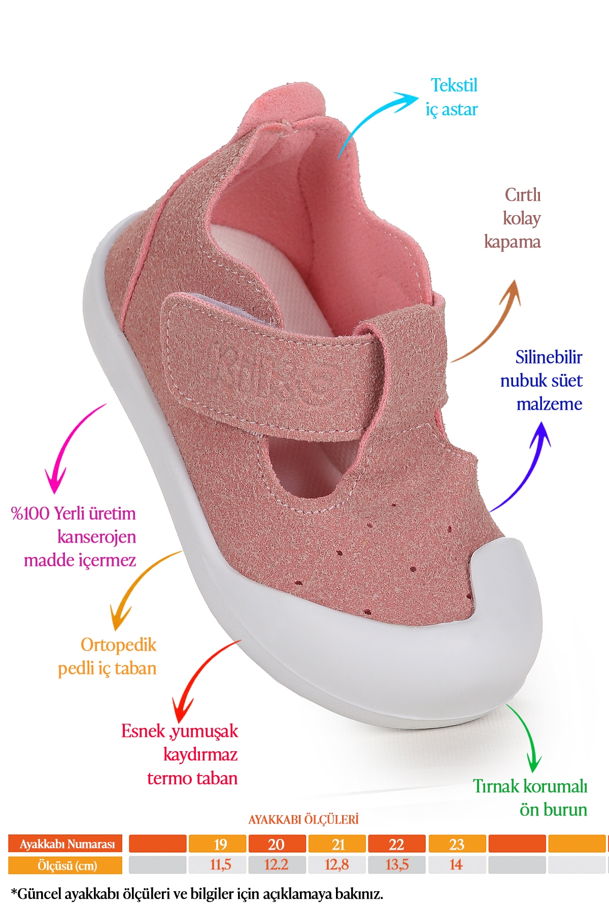 Elroy İlk Adım Cırtlı Kız Bebek Günlük Ayakkabı Pudra - Görsel 3