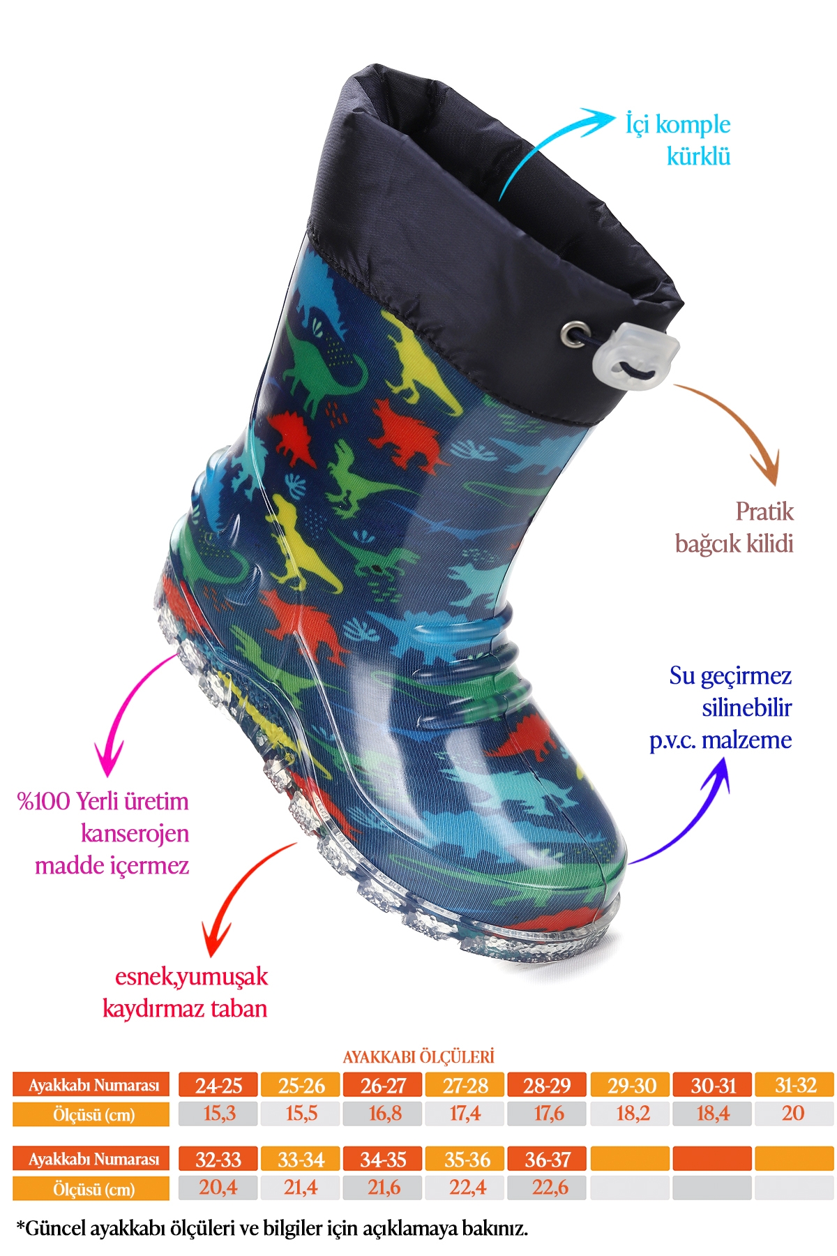 Savana Su Geçirmez Erkek Çocuk Yağmur Çizmesi Lacivert - Sarı - Görsel 3