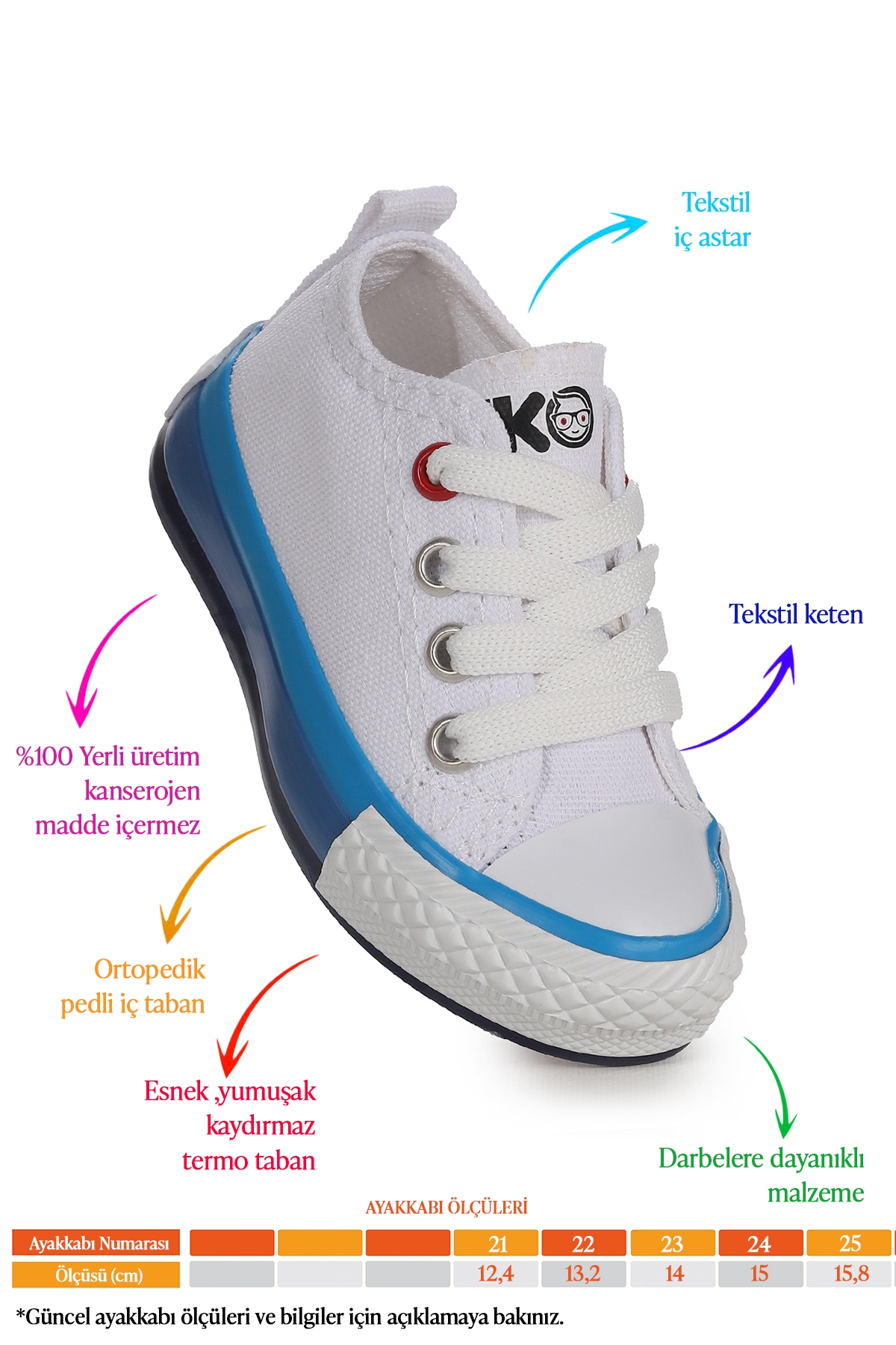 Tinna Bağcıklı Erkek Bebek Keten Spor Ayakkabı Beyaz - Mavi - Görsel 3