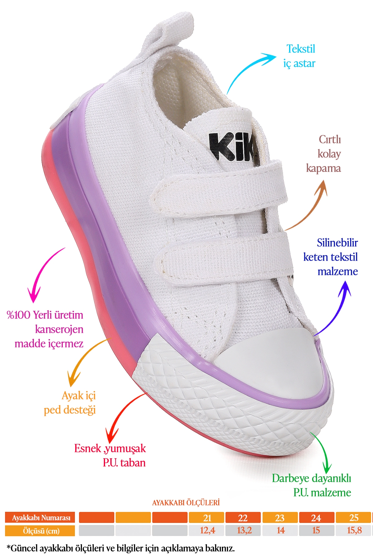 Linen Cırtlı Kız Bebek Keten Spor Ayakkabı Beyaz - Pembe - Görsel 3