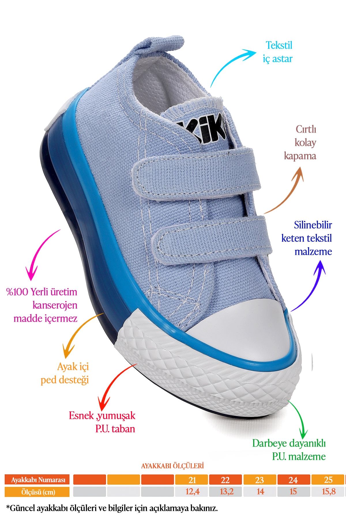 Linen Cırtlı Erkek Bebek Keten Spor Ayakkabı Mavi - Görsel 3