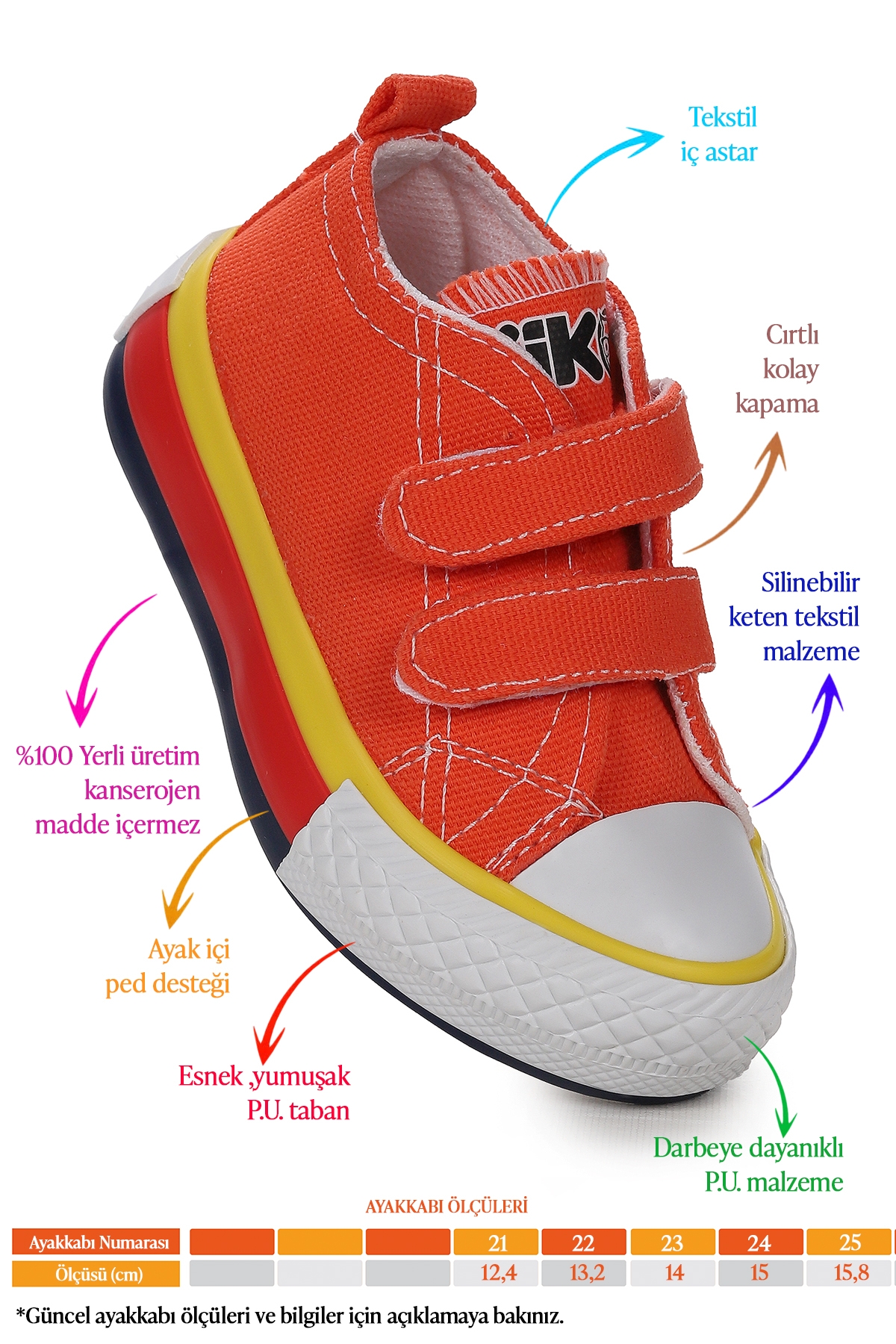 Linen Cırtlı Erkek Bebek Keten Spor Ayakkabı Turuncu - Görsel 3