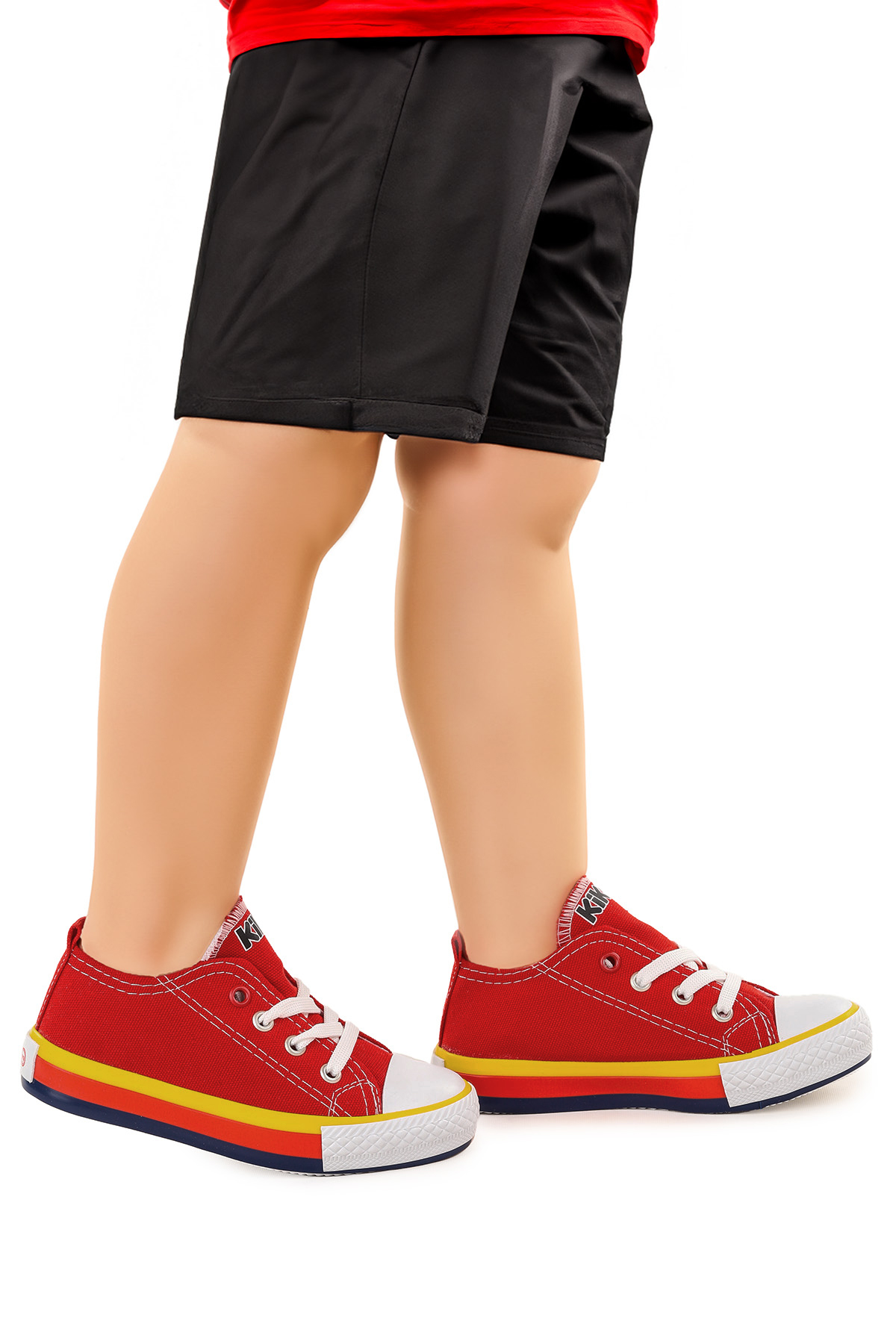 Tinna Bağcıklı Erkek Çocuk Keten Spor Ayakkabı Kırmızı - Görsel 4