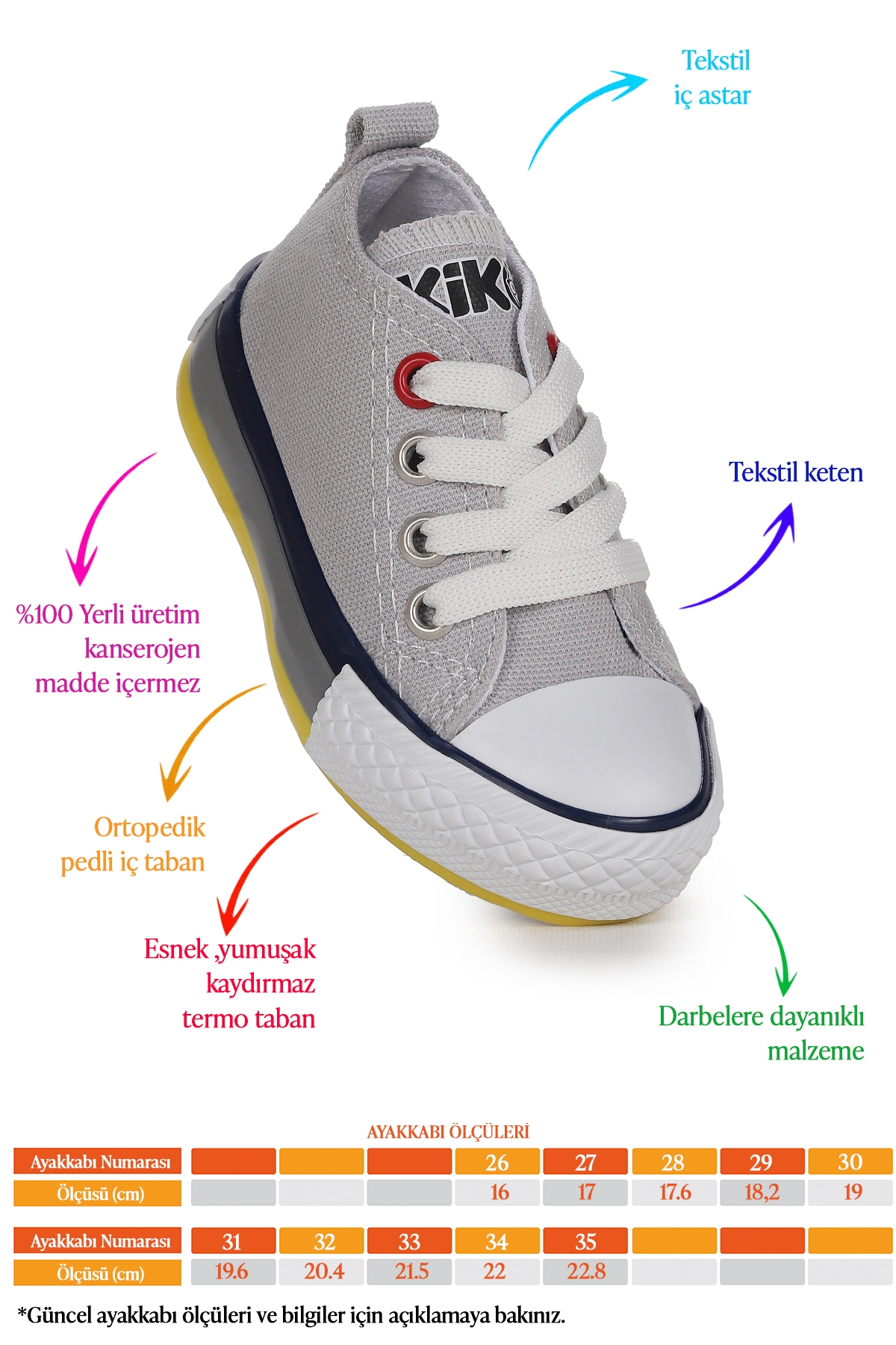 Tinna Bağcıklı Erkek Çocuk Keten Spor Ayakkabı Gri - Görsel 3