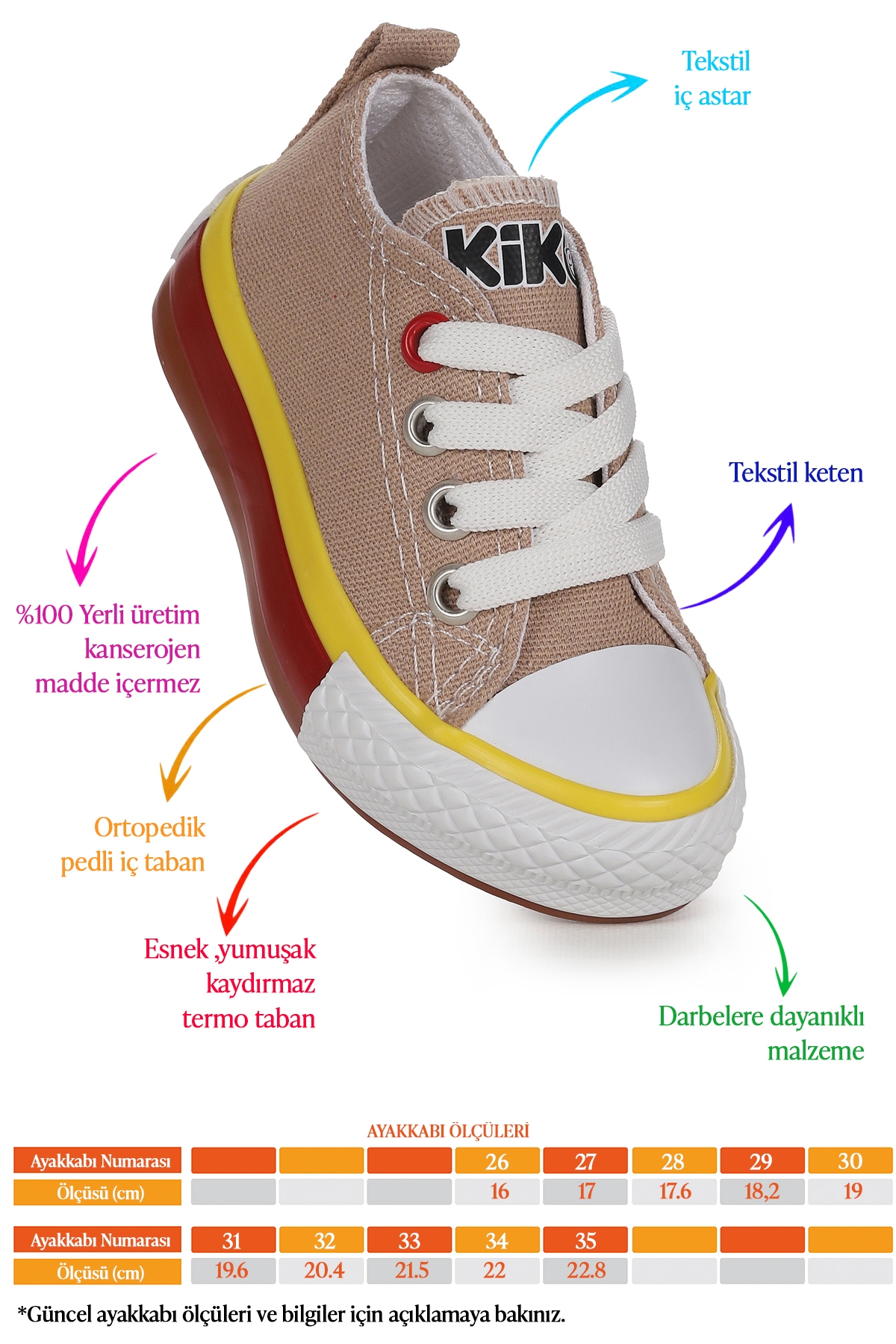 Tinna Bağcıklı Erkek Çocuk Keten Spor Ayakkabı Bej - Görsel 3