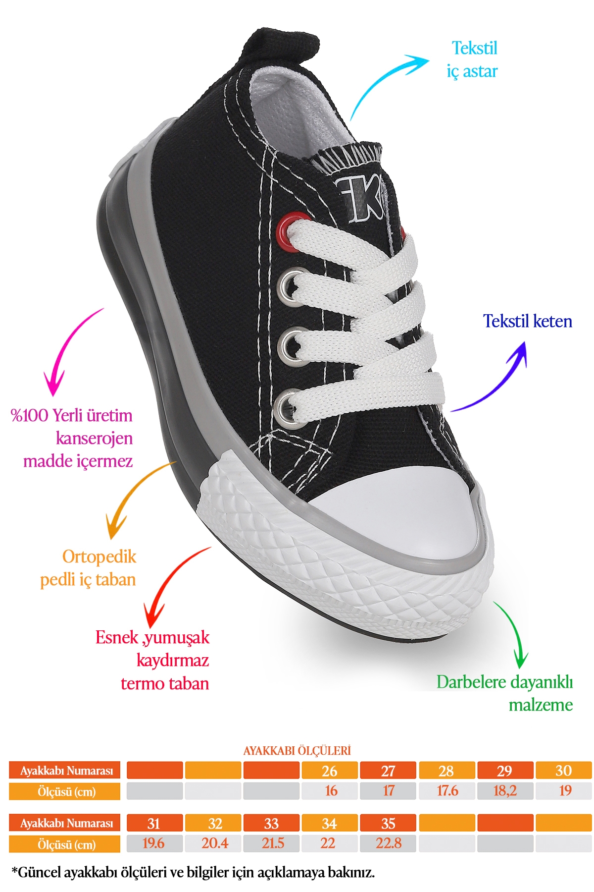 Tinna Bağcıklı Erkek Çocuk Keten Spor Ayakkabı Siyah - Görsel 3