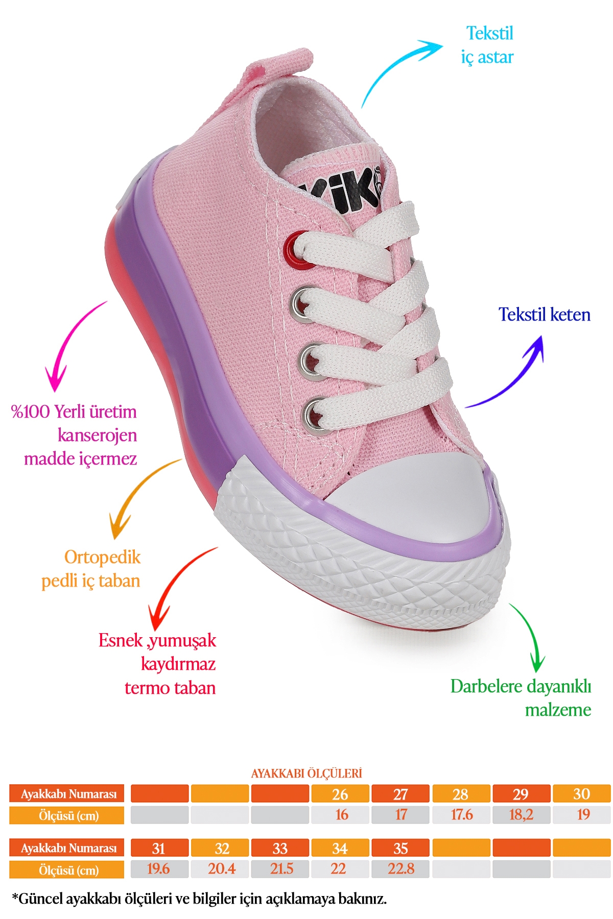 Kiko Kids Kiko Kids Tinna Bağcıklı Kız Çocuk Keten Spor Ayakkabı Pembe Sneaker | Flo Pembe - 3. görsel