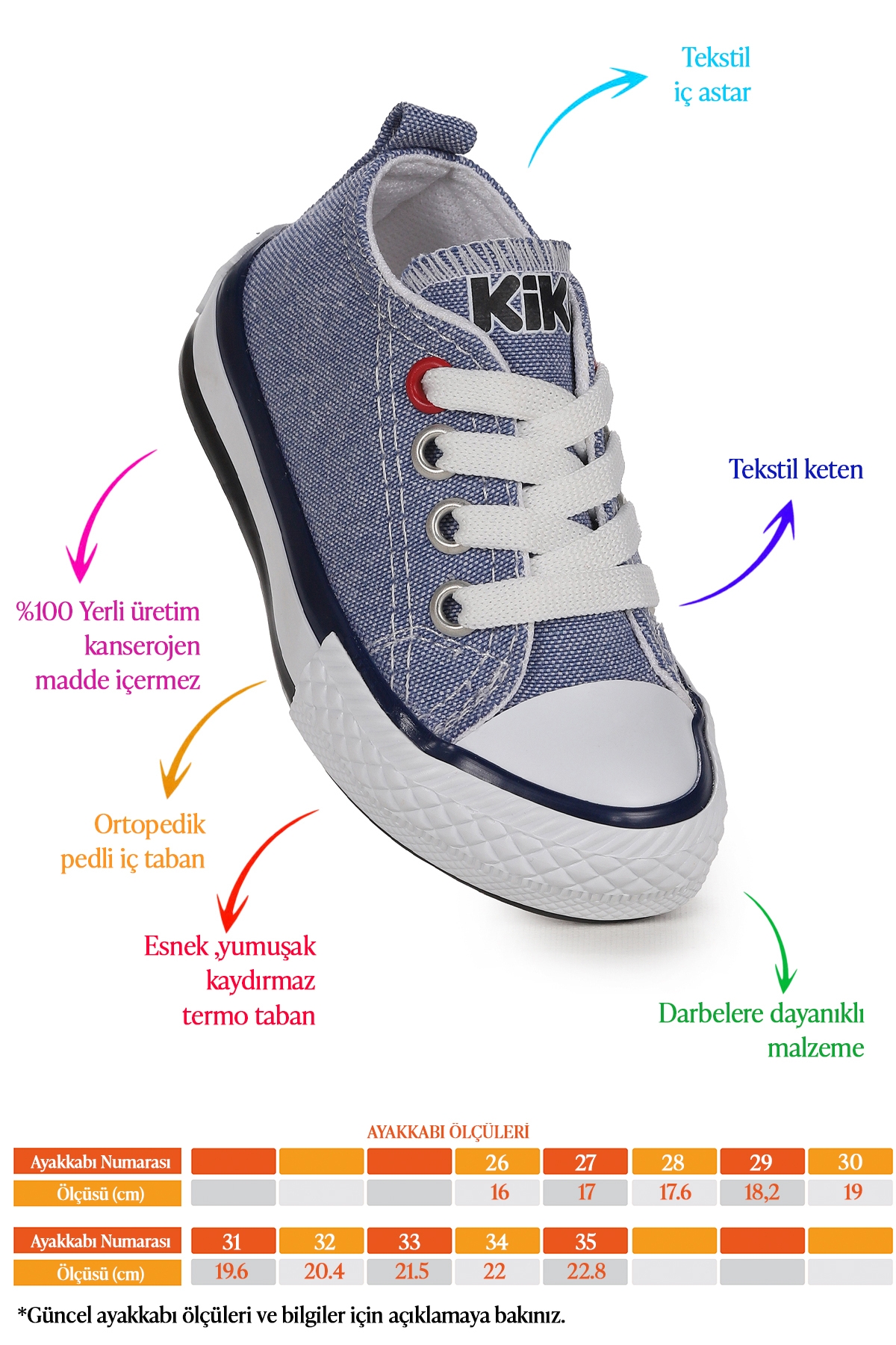 Tinna Bağcıklı Erkek Çocuk Keten Spor Ayakkabı Kot Mavi - Görsel 3