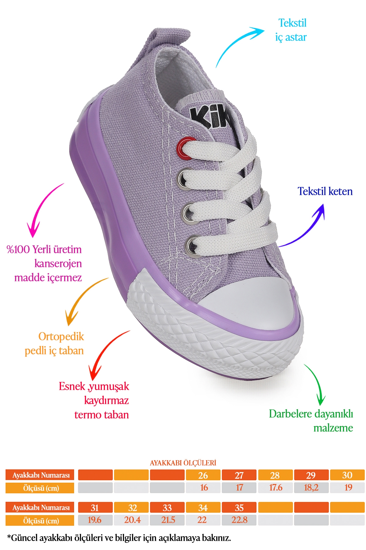 Tinna Bağcıklı Kız Çocuk Keten Spor Ayakkabı Lila - Görsel 3