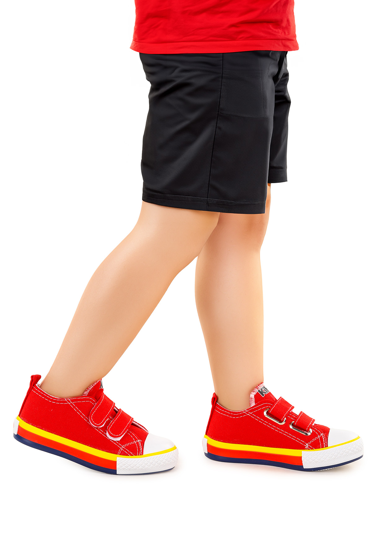 Linen Cırtlı Erkek Çocuk Keten Spor Ayakkabı Kırmızı - Görsel 4