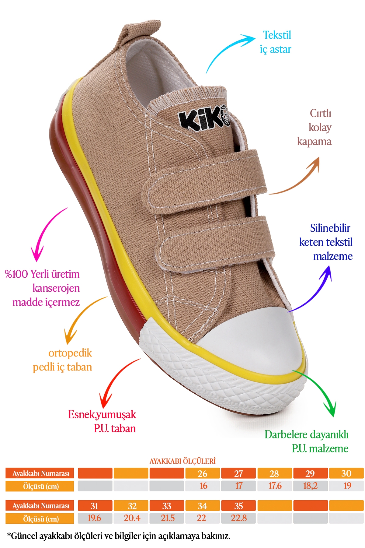 Linen Cırtlı Erkek Çocuk Keten Spor Ayakkabı Bej - Görsel 3