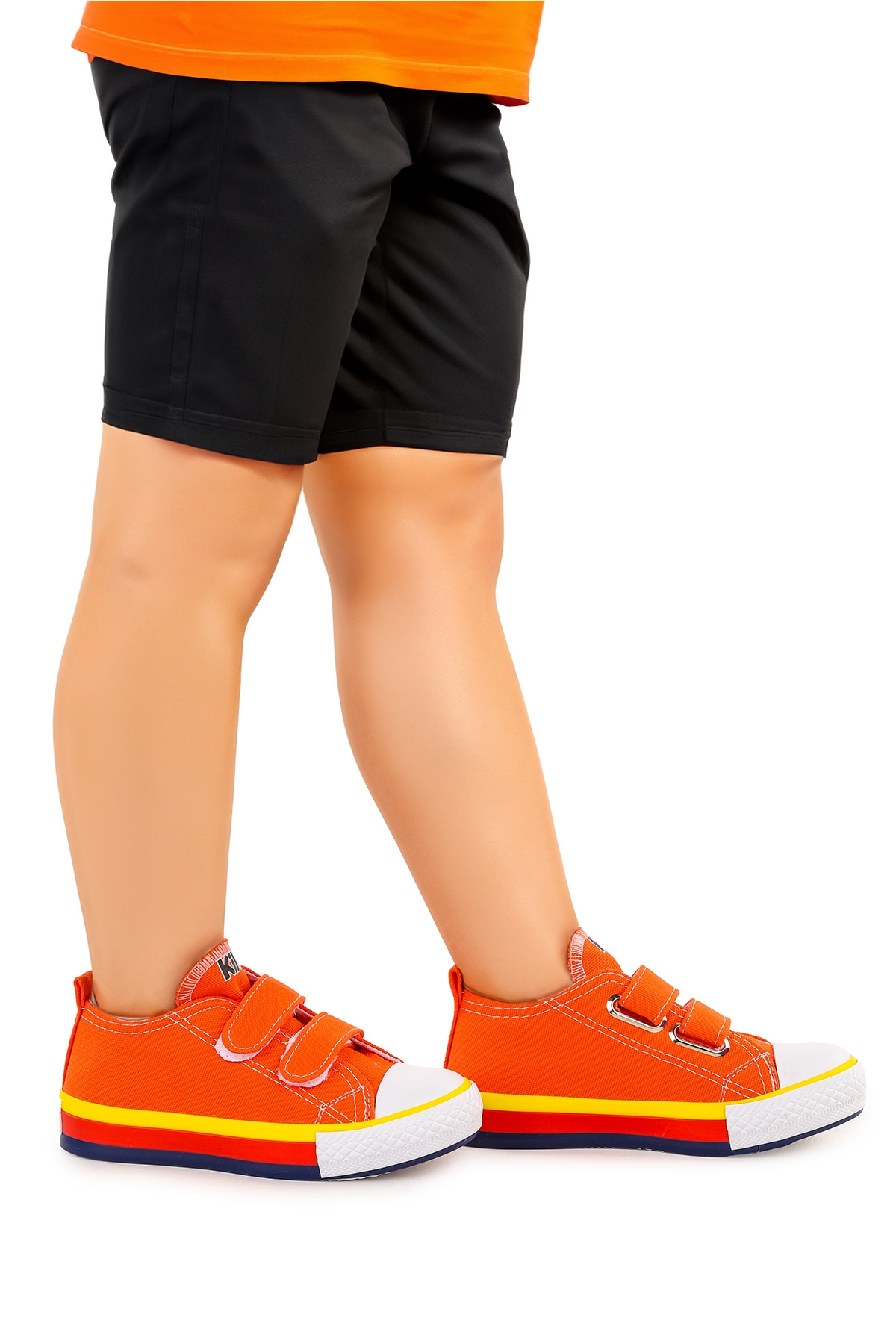 Linen Cırtlı Erkek Çocuk Keten Spor Ayakkabı Turuncu - Görsel 4