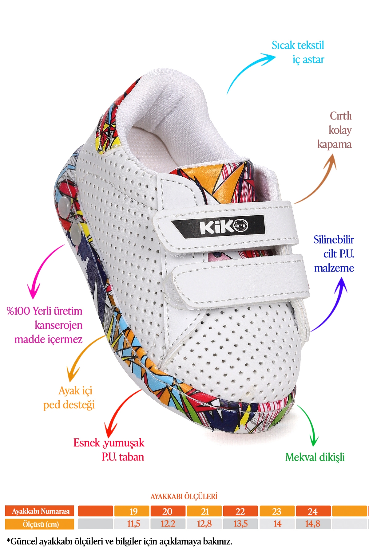 Perforated Cırtlı Işıklı Erkek Bebek Spor Ayakkabı Beyaz - Görsel 3