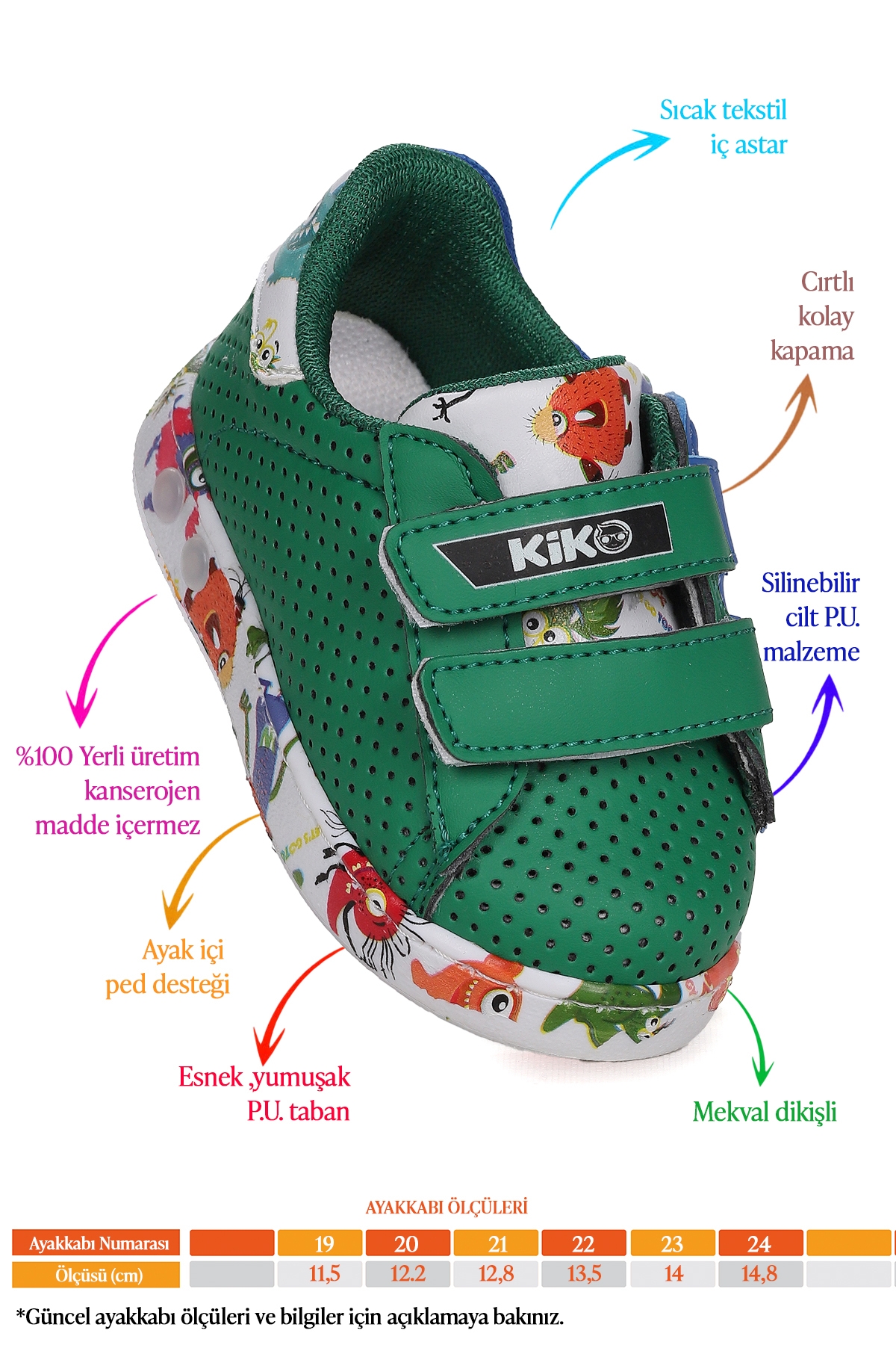 Perforated Cırtlı Işıklı Erkek Bebek Spor Ayakkabı Yeşil - Görsel 3