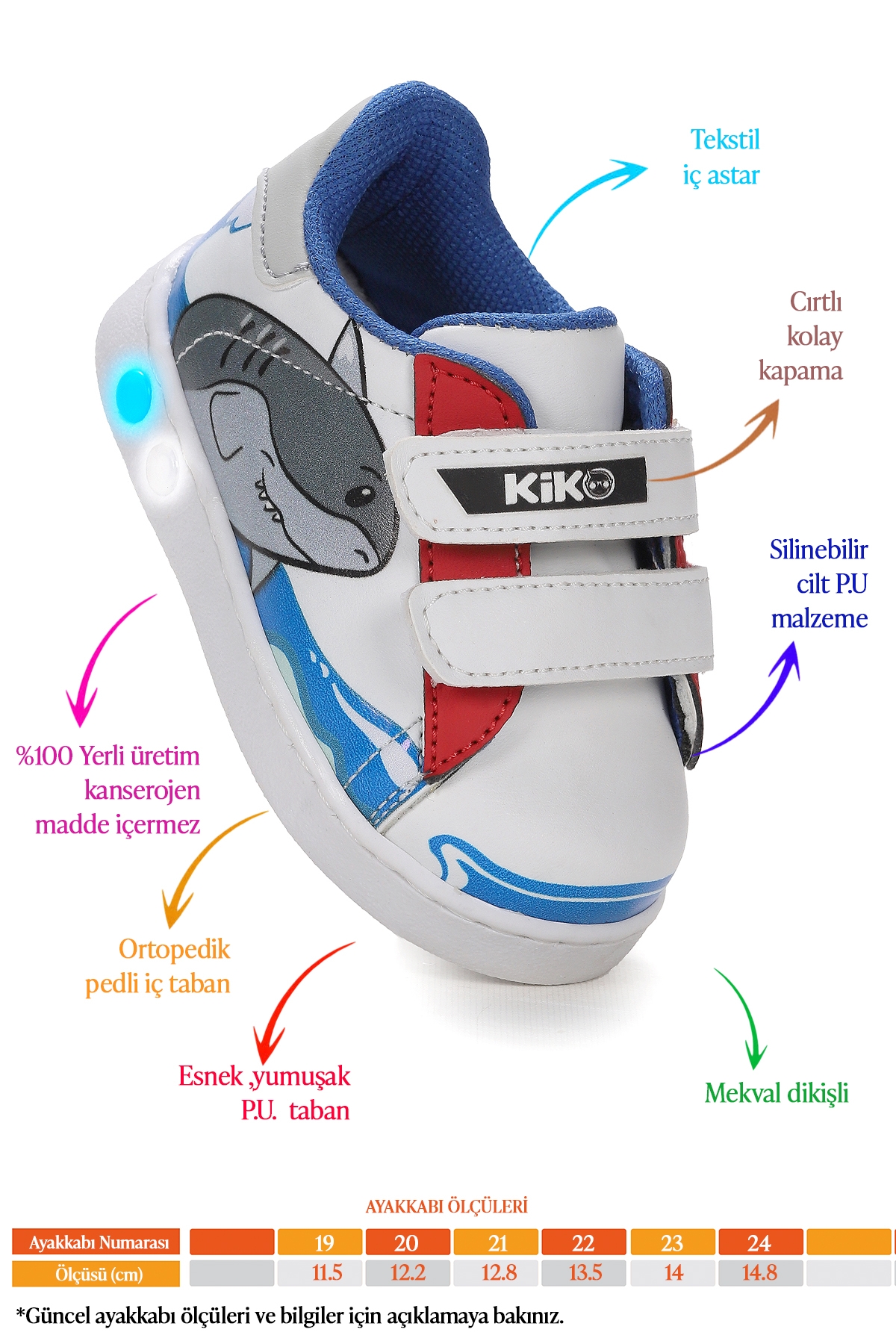 Disha Cırtlı Işıklı Erkek Bebek Spor Ayakkabı Mavi - Görsel 3