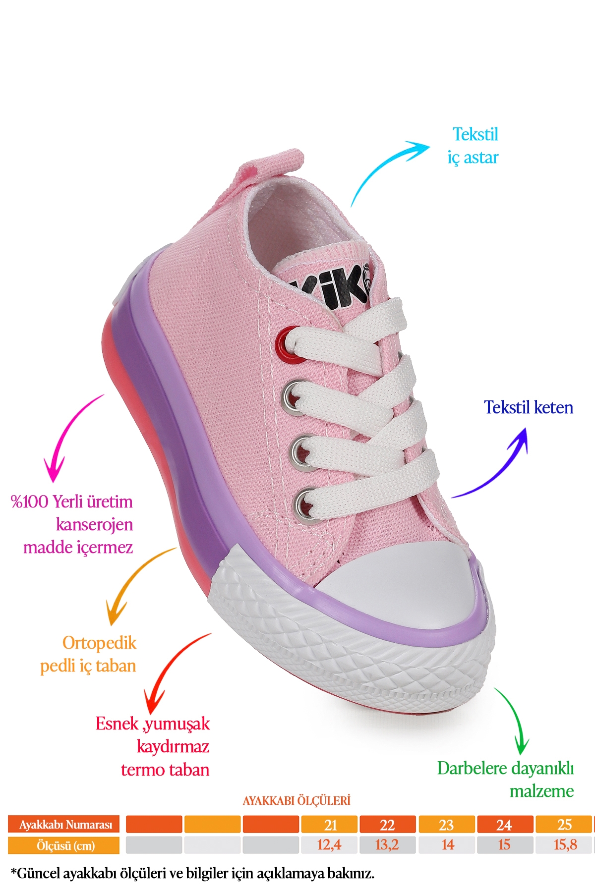 Tinna Bağcıklı Kız Bebek Keten Spor Ayakkabı Pembe - Görsel 3