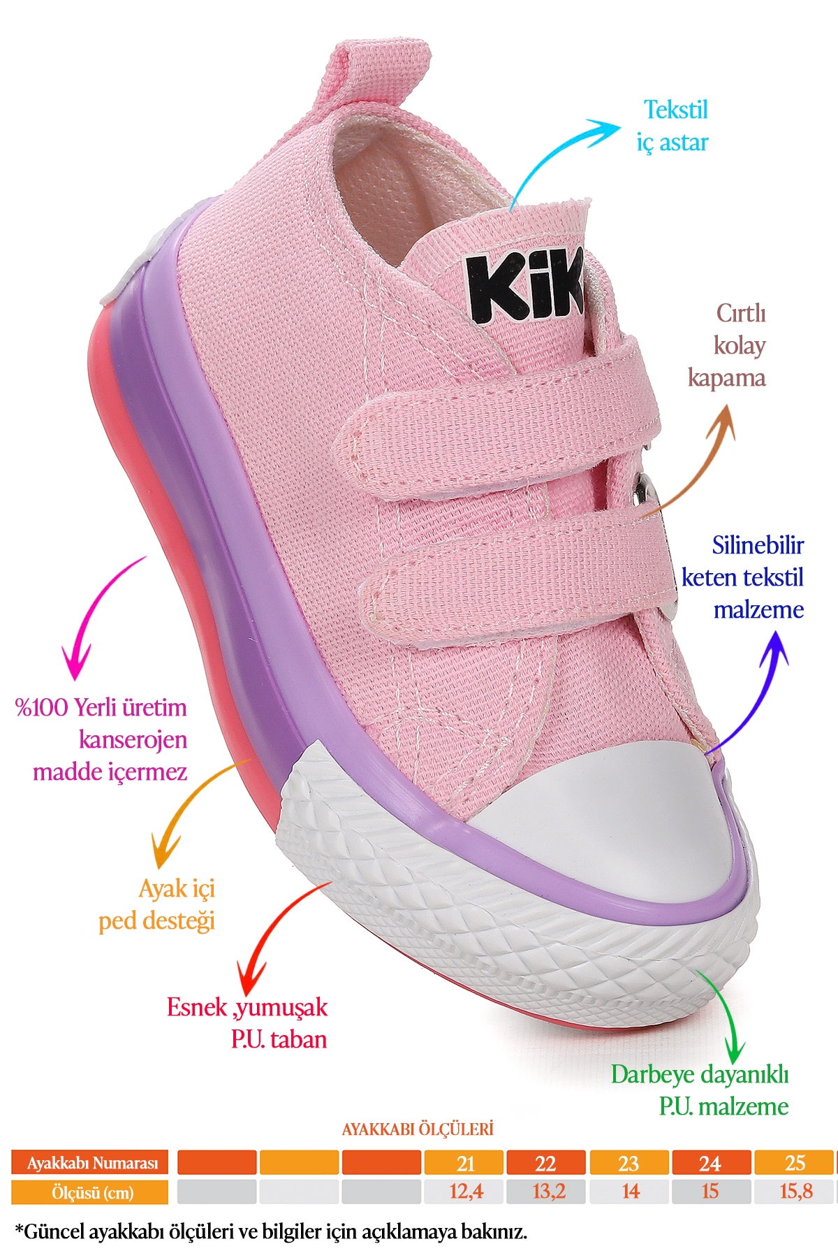 Linen Cırtlı Kız Bebek Keten Spor Ayakkabı Pembe - Görsel 3