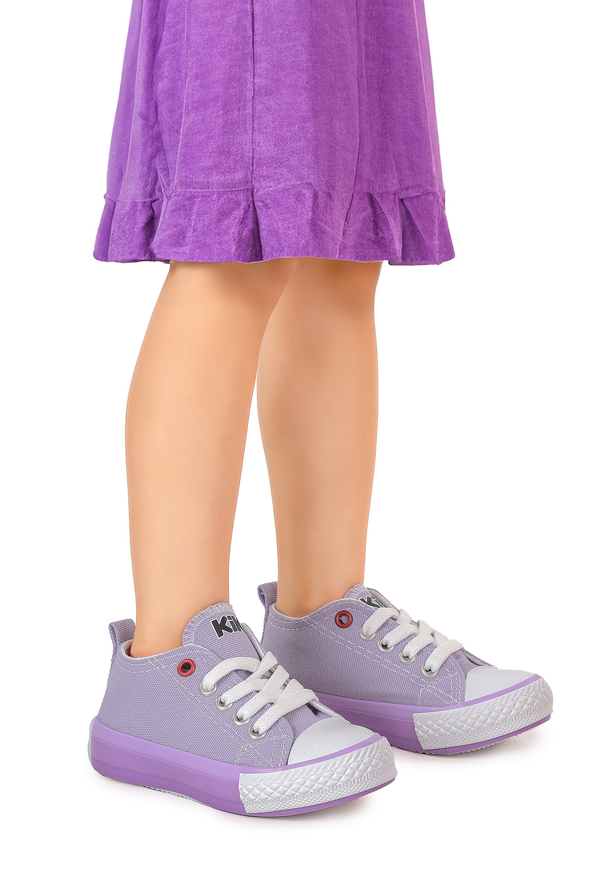 Tinna Bağcıklı Kız Bebek Keten Spor Ayakkabı Lila - Görsel 4