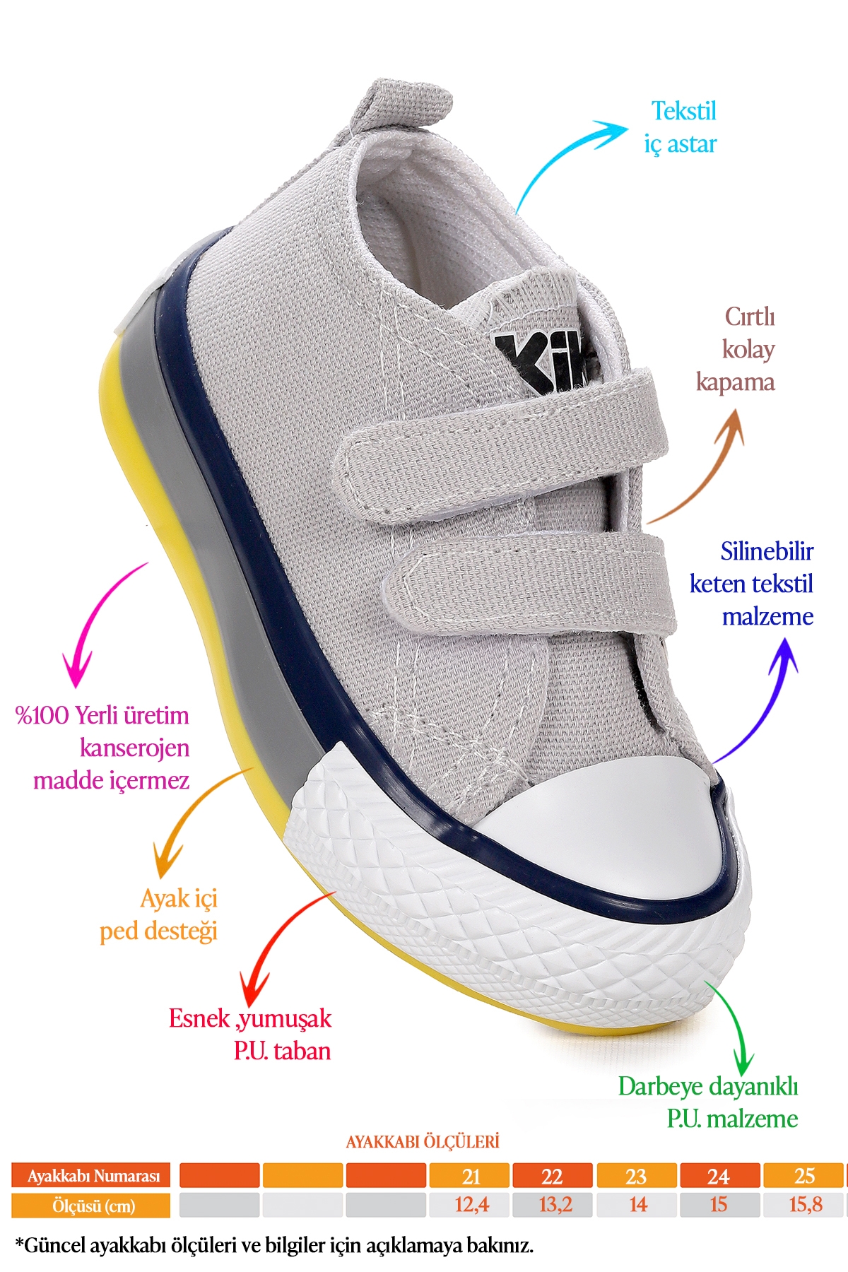 Linen Cırtlı Erkek Bebek Keten Spor Ayakkabı Gri - Görsel 3