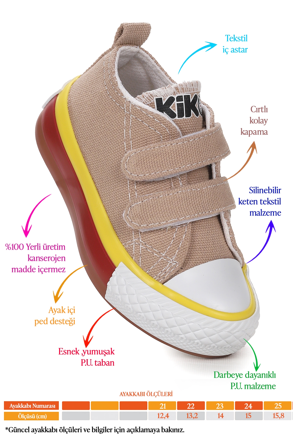 Linen Cırtlı Erkek Bebek Keten Spor Ayakkabı Bej - Görsel 2