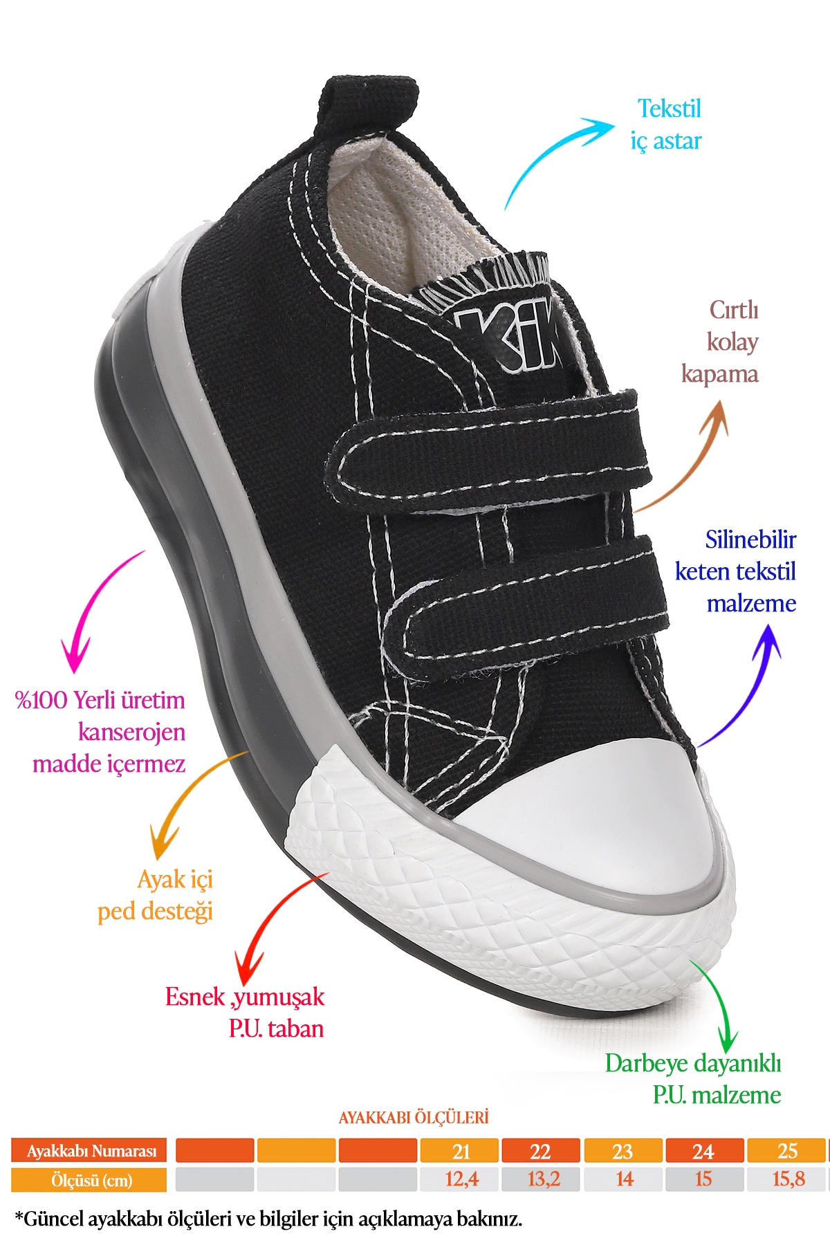 Linen Cırtlı Erkek Bebek Keten Spor Ayakkabı Siyah - Görsel 3