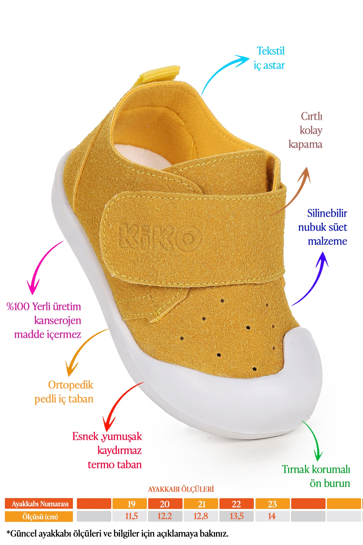 Rosie İlk Adım Cırtlı Erkek Bebek Günlük Ayakkabı Sarı - Görsel 3