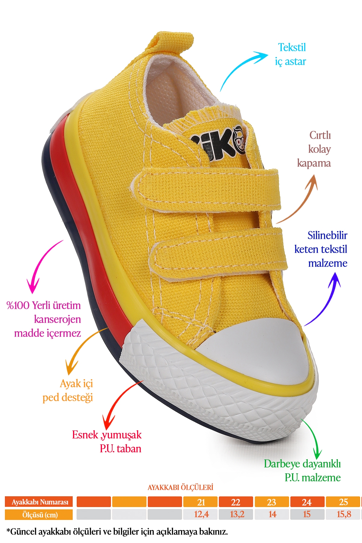 Linen Cırtlı Erkek Bebek Keten Spor Ayakkabı Sarı - Görsel 3