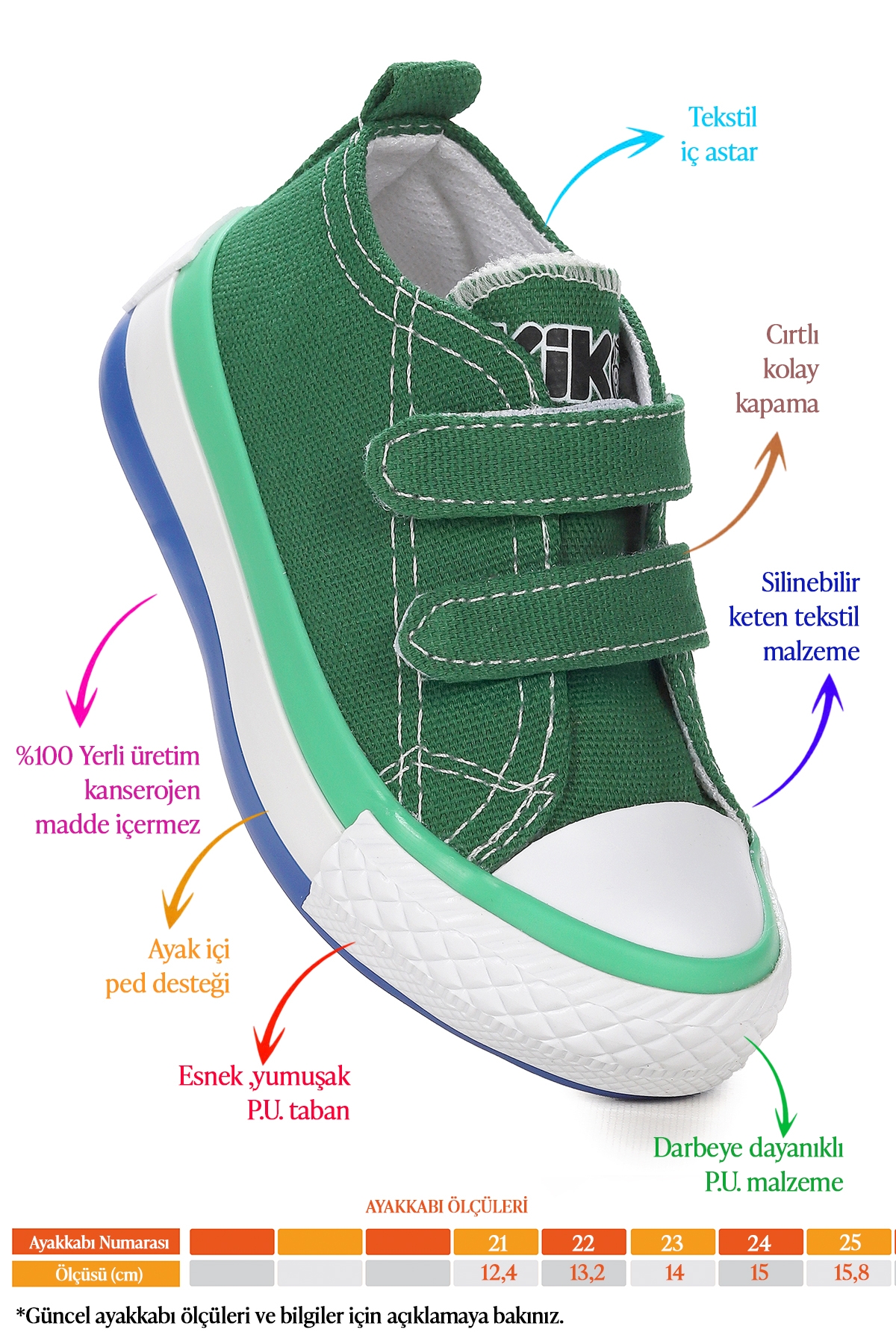 Linen Cırtlı Erkek Bebek Keten Spor Ayakkabı Yeşil - Görsel 3