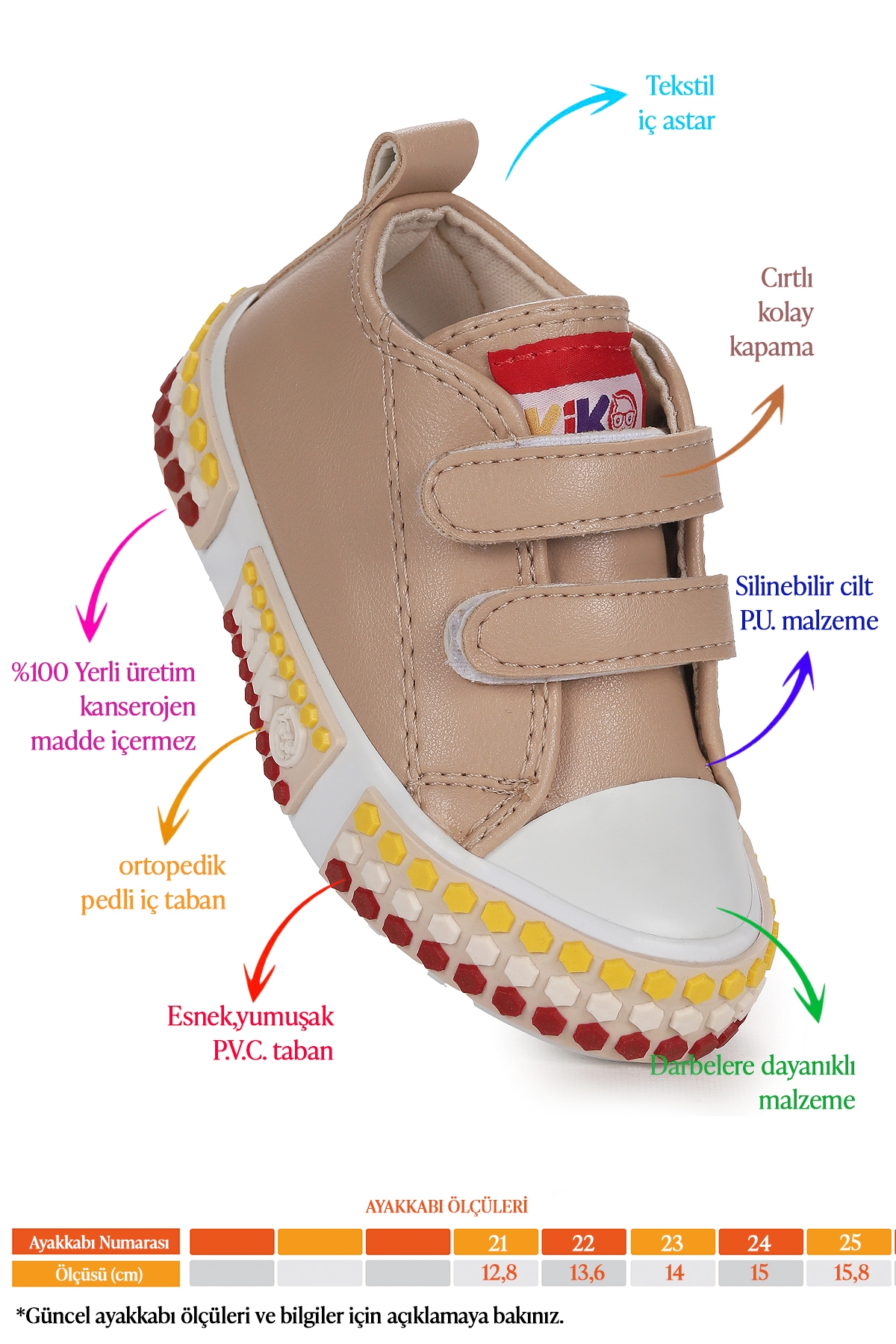 Kach Cırtlı Kız Bebek Günlük Spor Ayakkabı Ten - Görsel 3