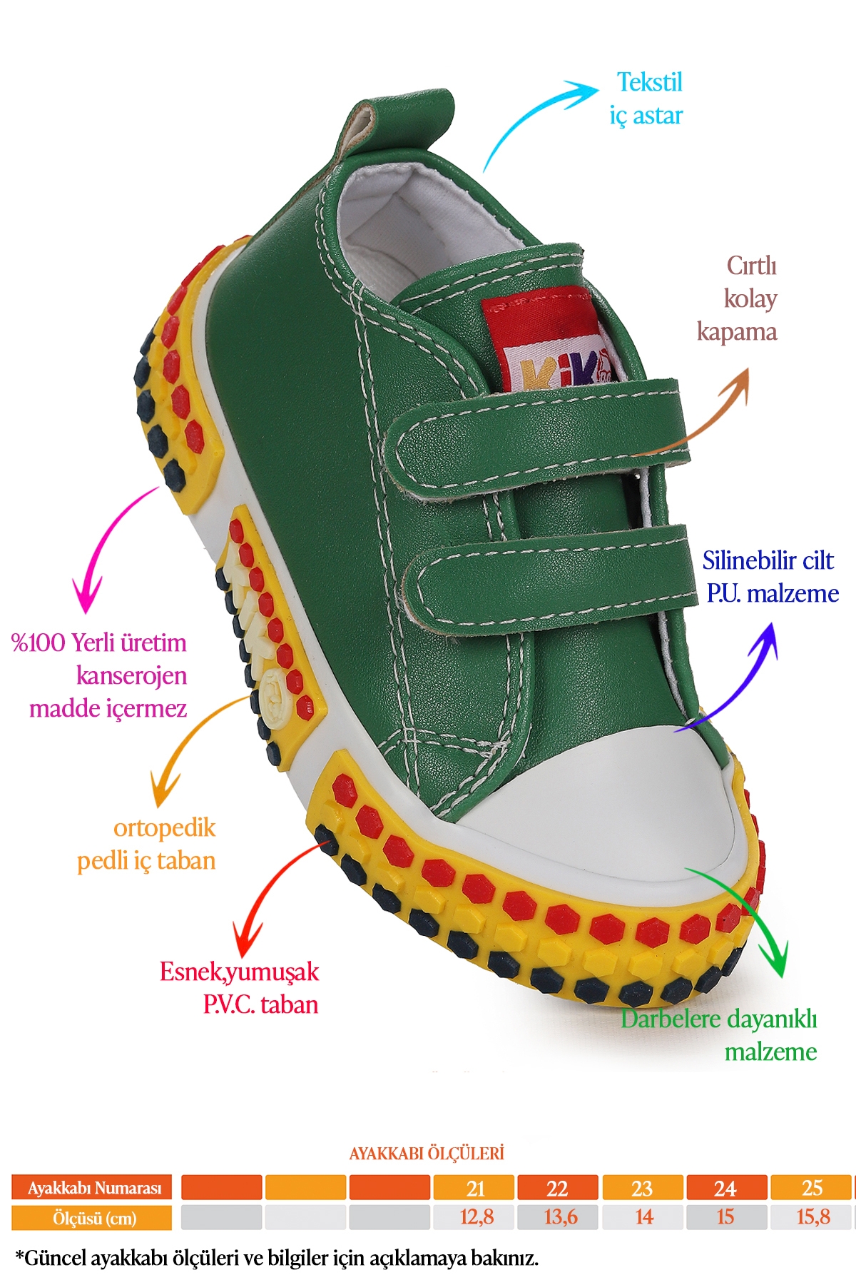 Kach Cırtlı Erkek Bebek Günlük Spor Ayakkabı Yeşil - Görsel 3