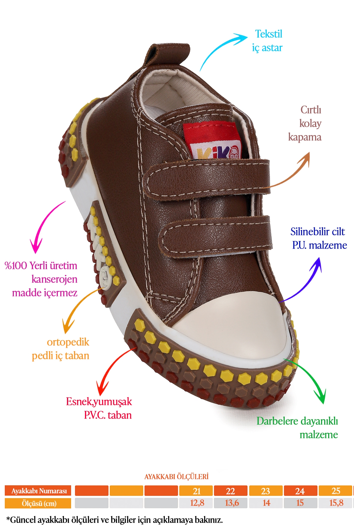 Kach Cırtlı Erkek Bebek Günlük Spor Ayakkabı Kahverengi - Görsel 2