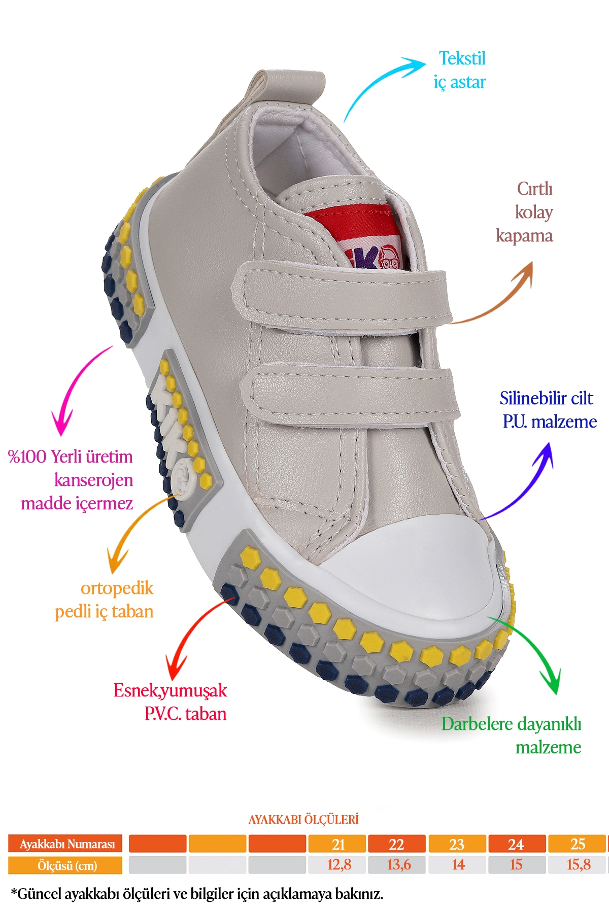 Kach Cırtlı Erkek Bebek Günlük Spor Ayakkabı Gri - Görsel 2