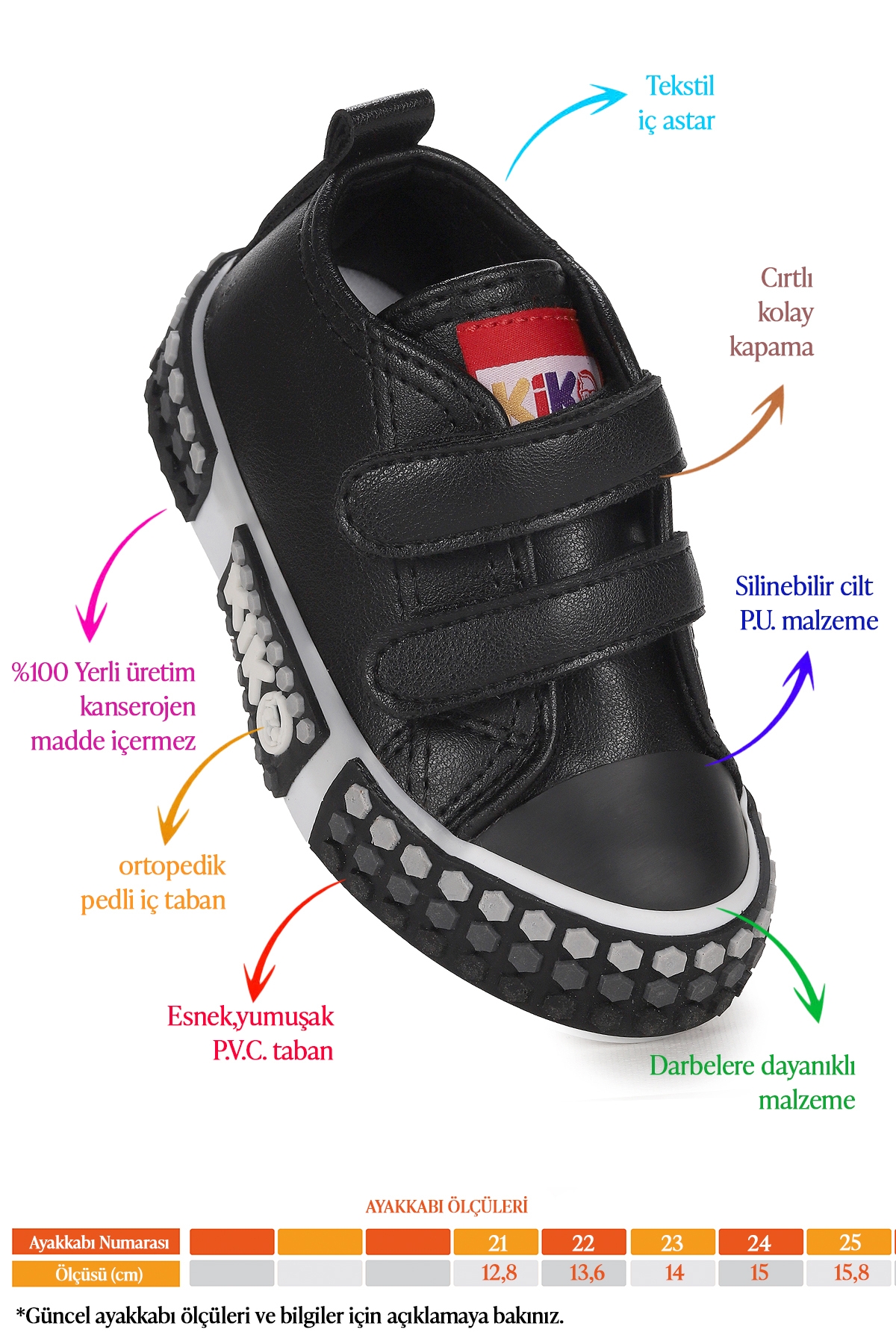 Kach Cırtlı Erkek Bebek Günlük Spor Ayakkabı Siyah - Görsel 2