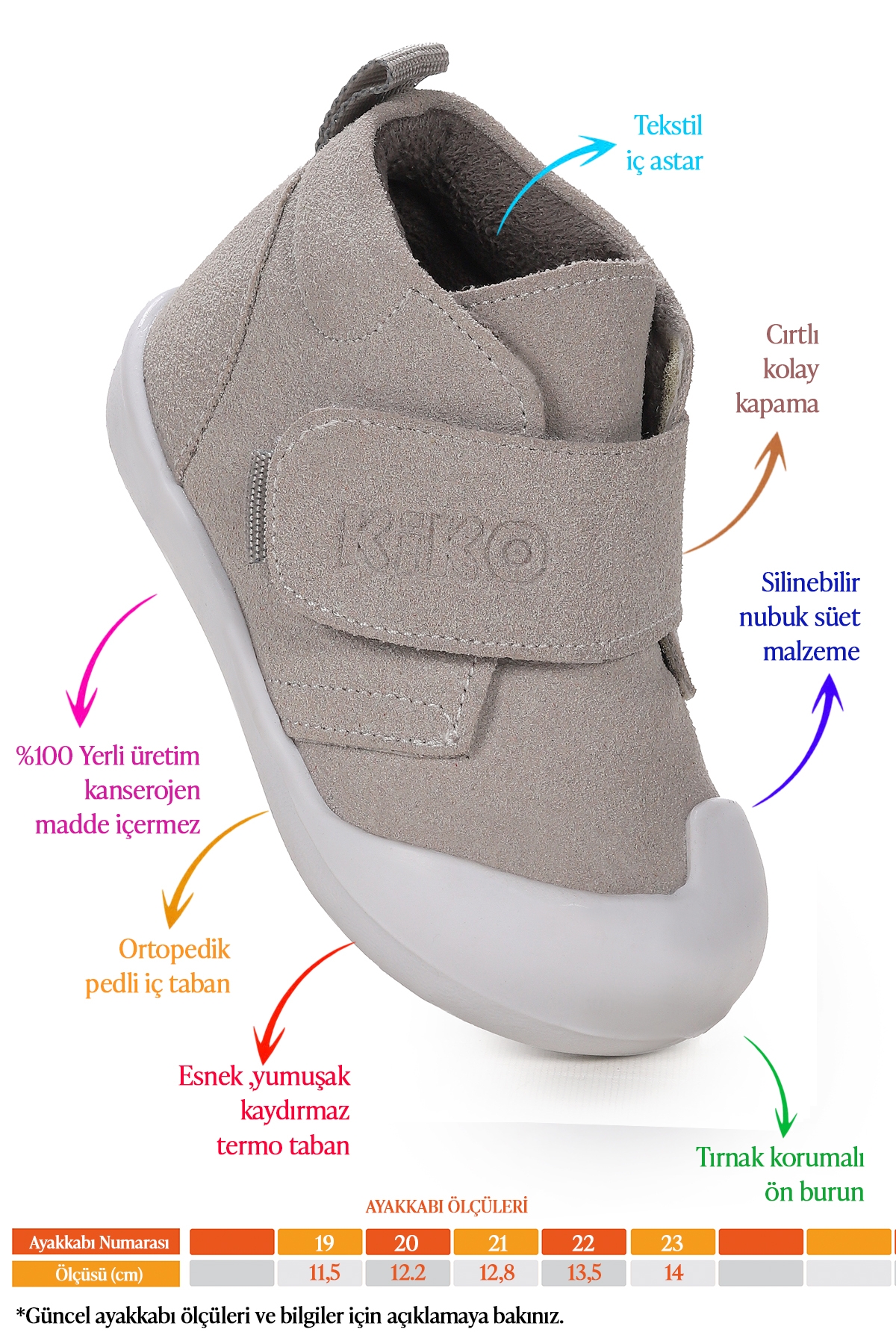 Winnie İlk Adım Cırtlı Erkek Bebek Günlük Bot Ayakkabı Gri - Görsel 3