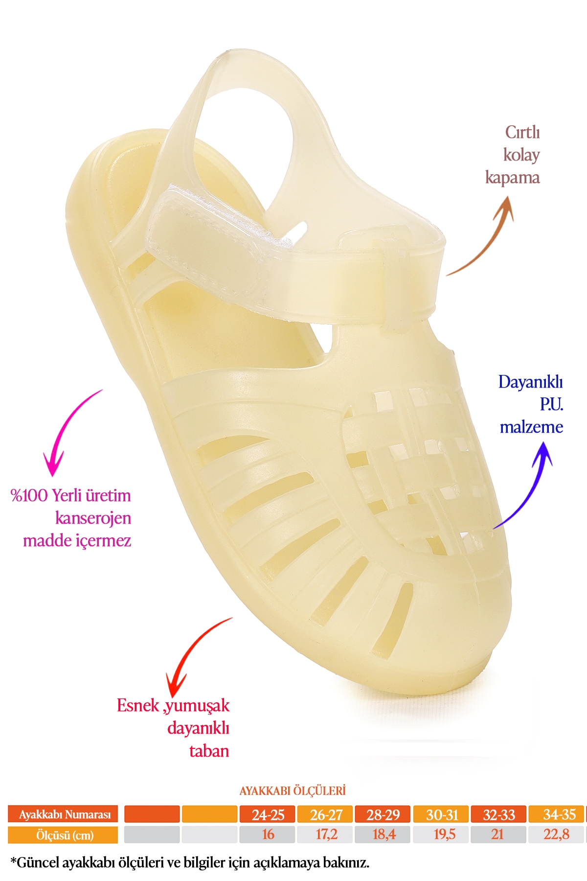 Fina Günlük Deniz Havuz Plaj Kız Çocuk Sandalet Ayakkabı Bej - Görsel 3