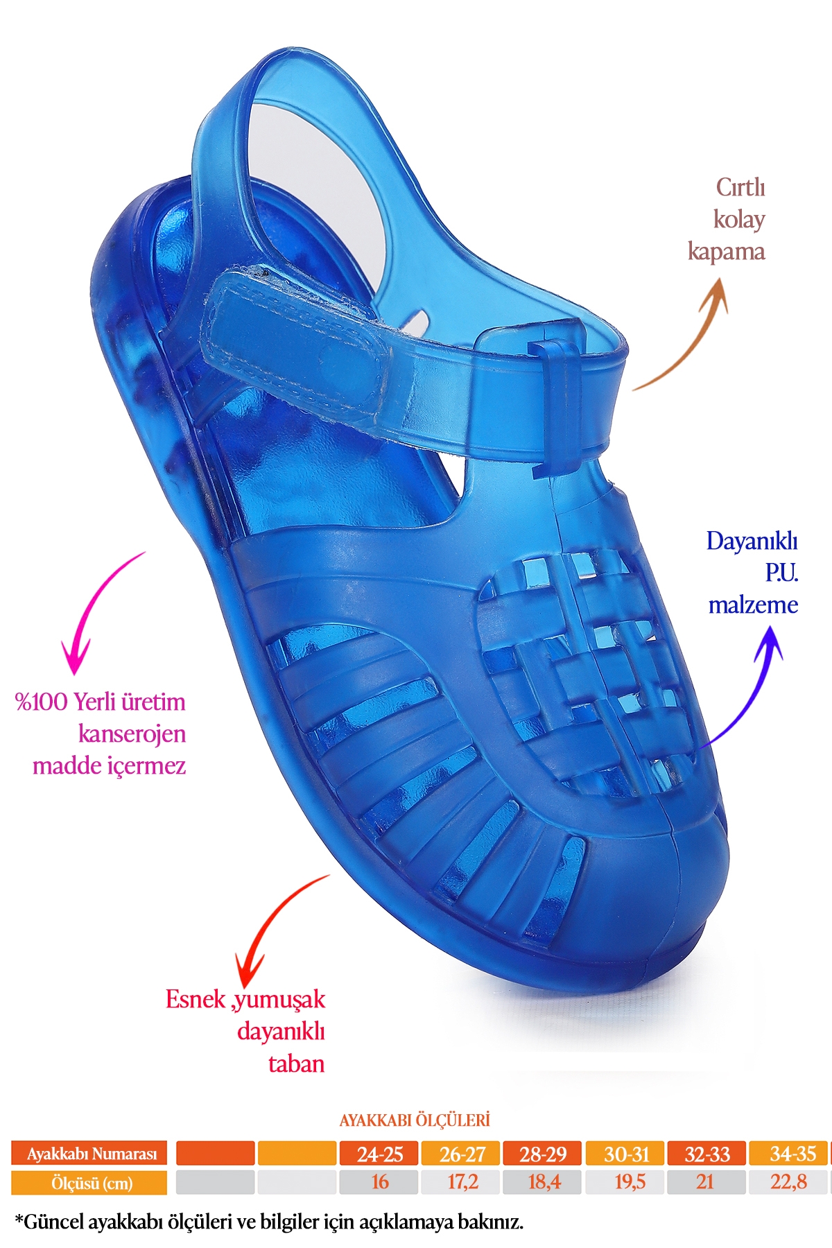 Fina Günlük Deniz Havuz Plaj Erkek Çocuk Sandalet Ayakkabı Mavi - Görsel 3