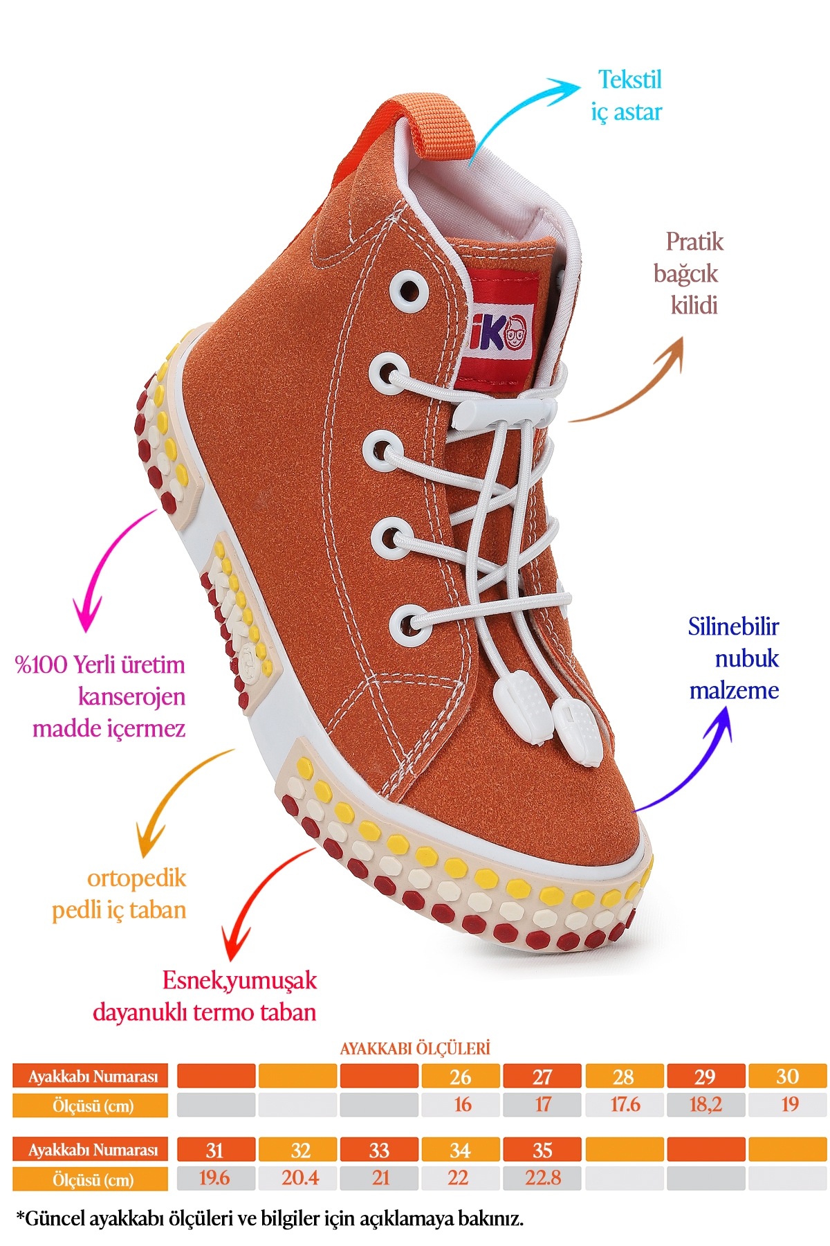 Gamel Günlük Lastikli Erkek Çocuk Bot Ayakkabı Turuncu - Görsel 3