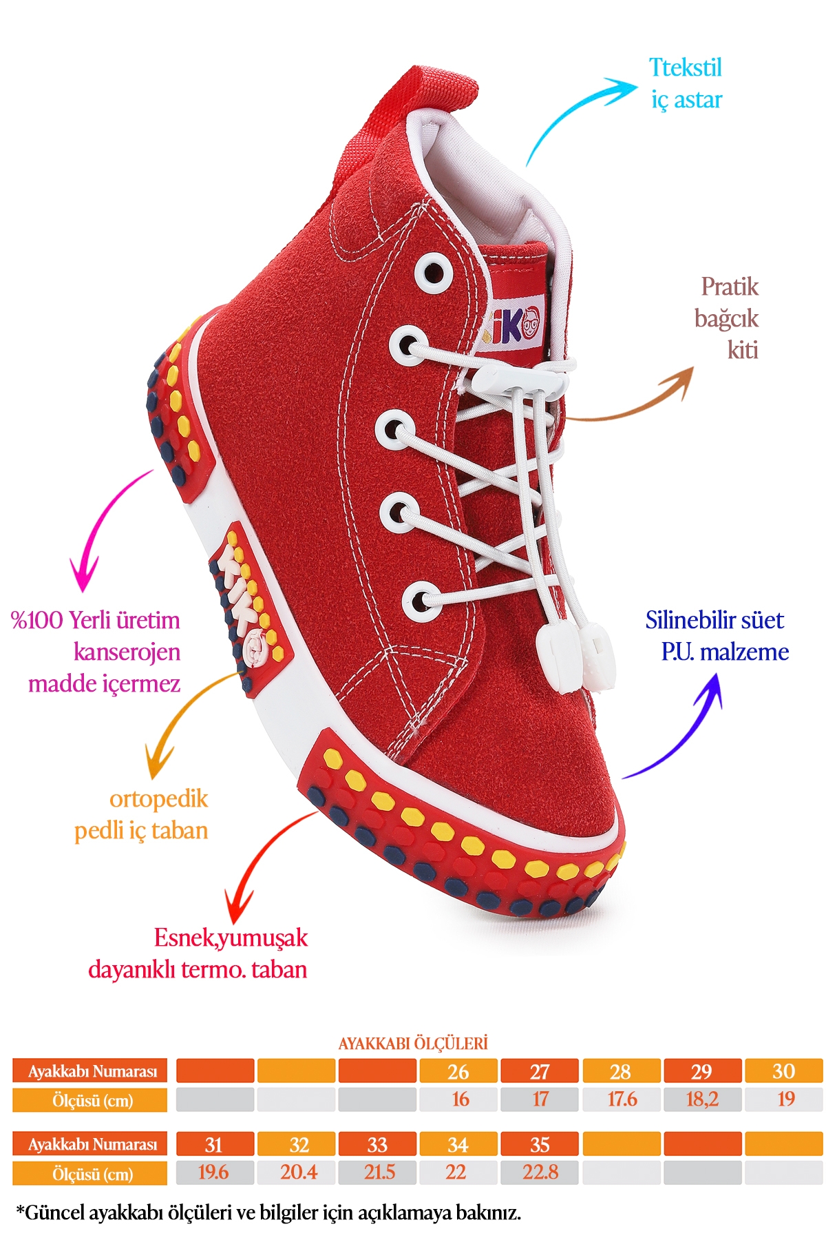 Gamel Günlük Lastikli Kız Çocuk Bot Ayakkabı Kırmızı - Görsel 3