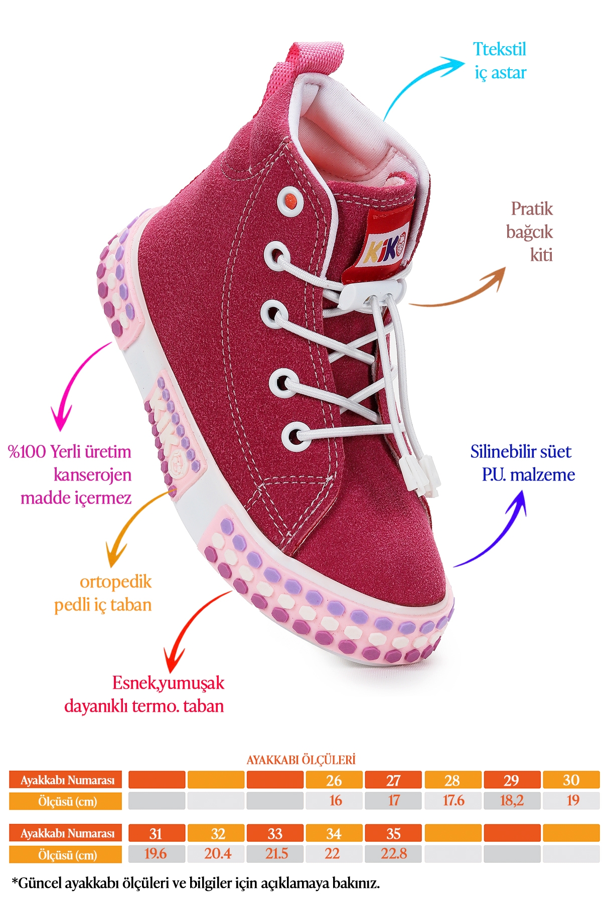 Gamel Günlük Lastikli Kız Çocuk Bot Ayakkabı Fuşya - Görsel 3