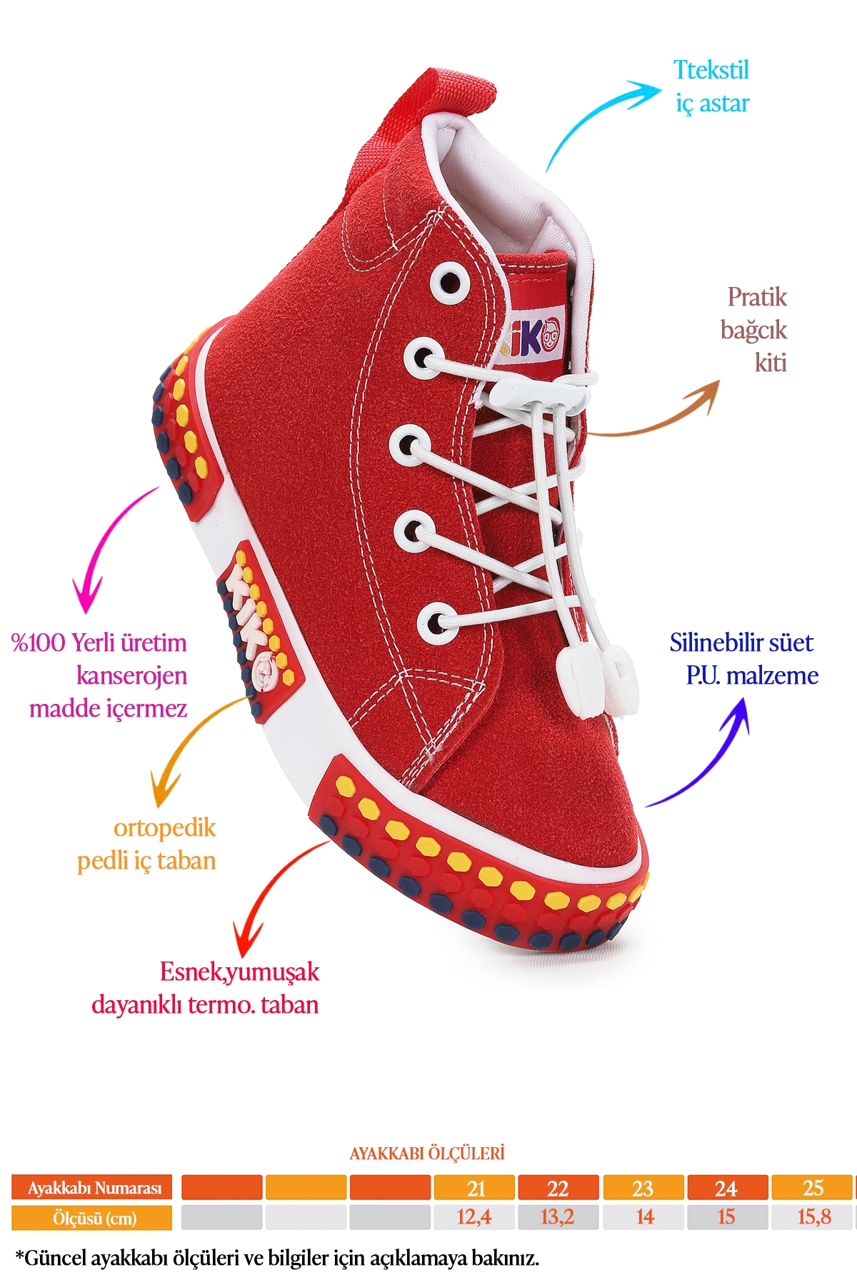 Gamel Günlük Lastikli Kız Bebek Bot Ayakkabı Kırmızı - Görsel 3