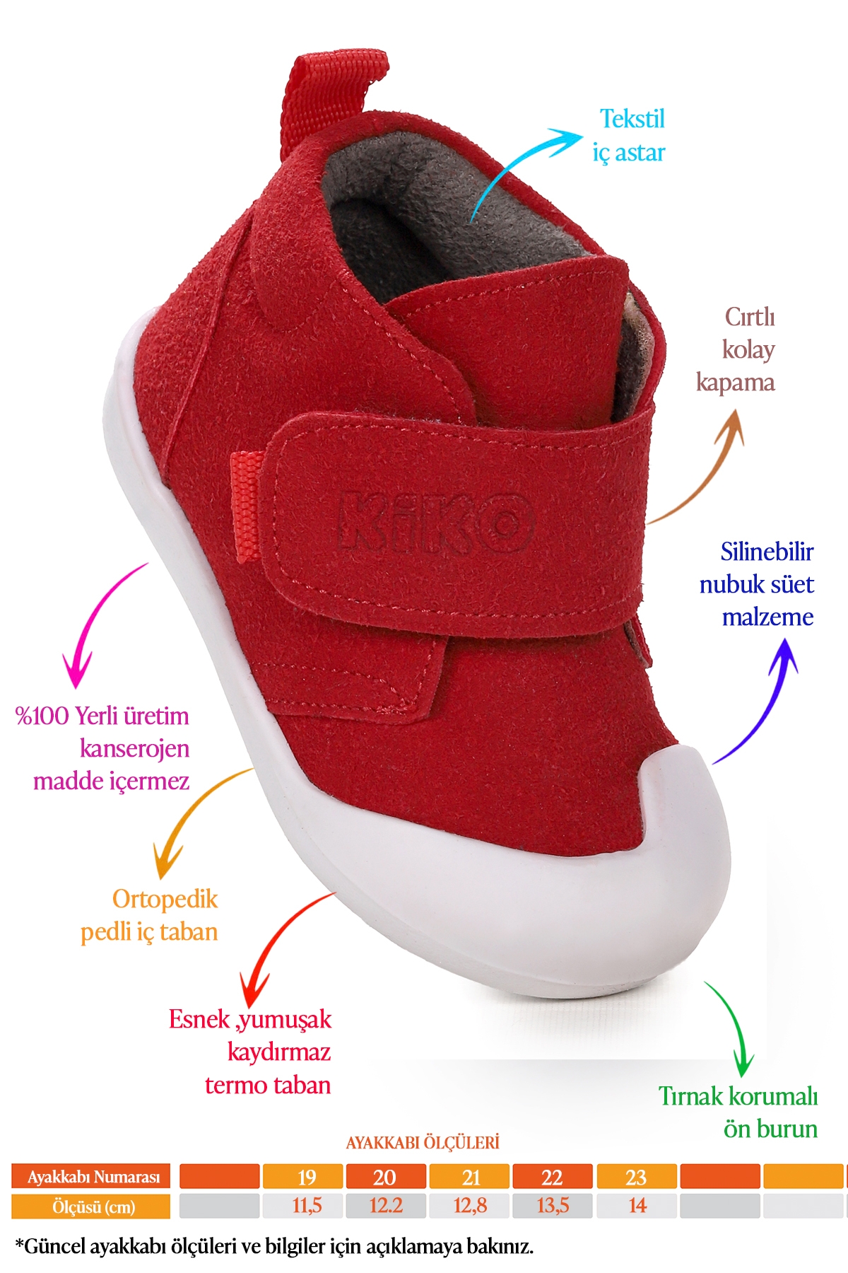 Winnie İlk Adım Cırtlı Kız Bebek Günlük Bot Ayakkabı Kırmızı - Görsel 3