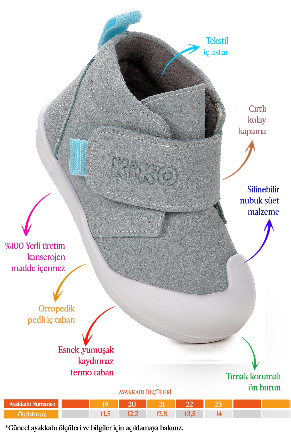 Winnie İlk Adım Cırtlı Erkek Bebek Günlük Bot Ayakkabı Bebe Mavi - Görsel 3