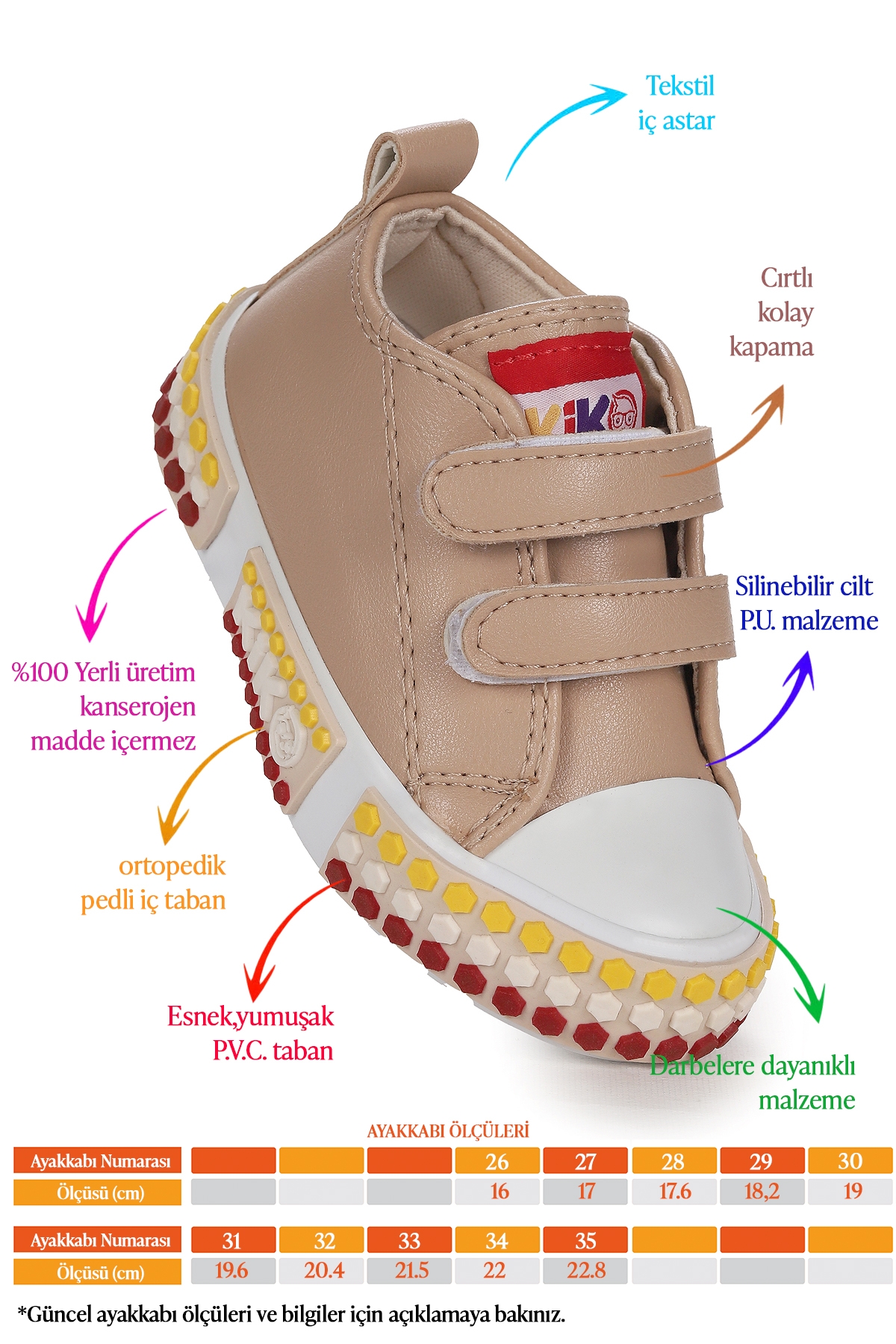 Kach Cırtlı Kız Çocuk Günlük Spor Ayakkabı Ten - Görsel 3