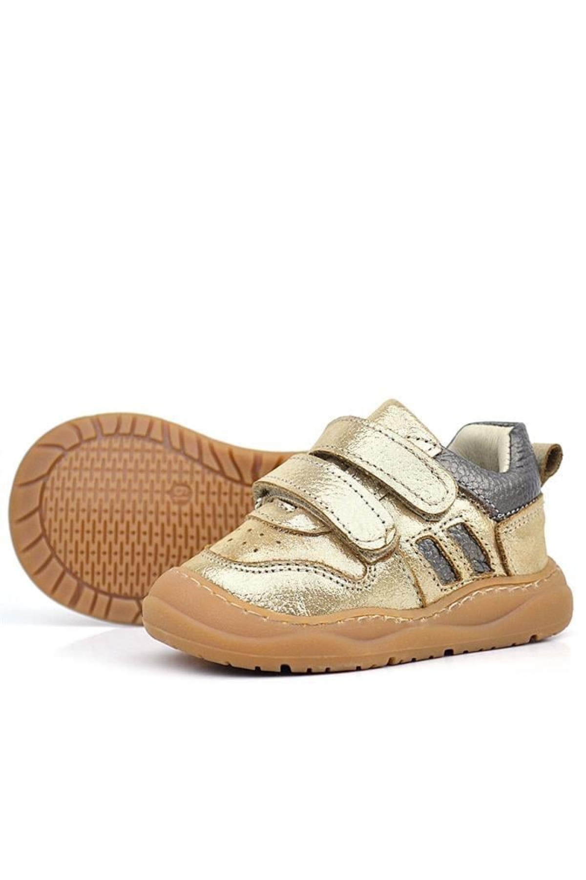 Schaggy Hakiki Deri Altın Parlak Bebek Spor Ayakkabı - Görsel 6